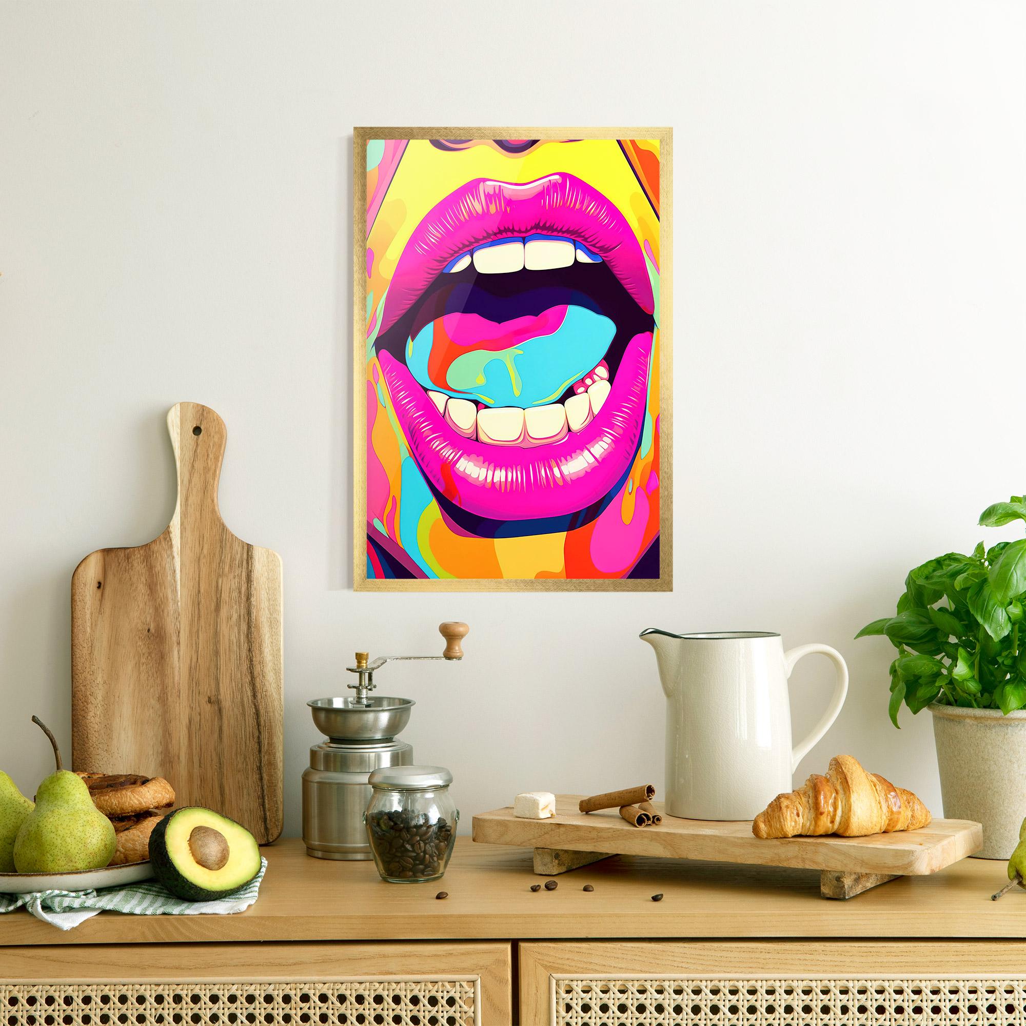 Keretezett Poszter Pop Art Mouth mockup 8