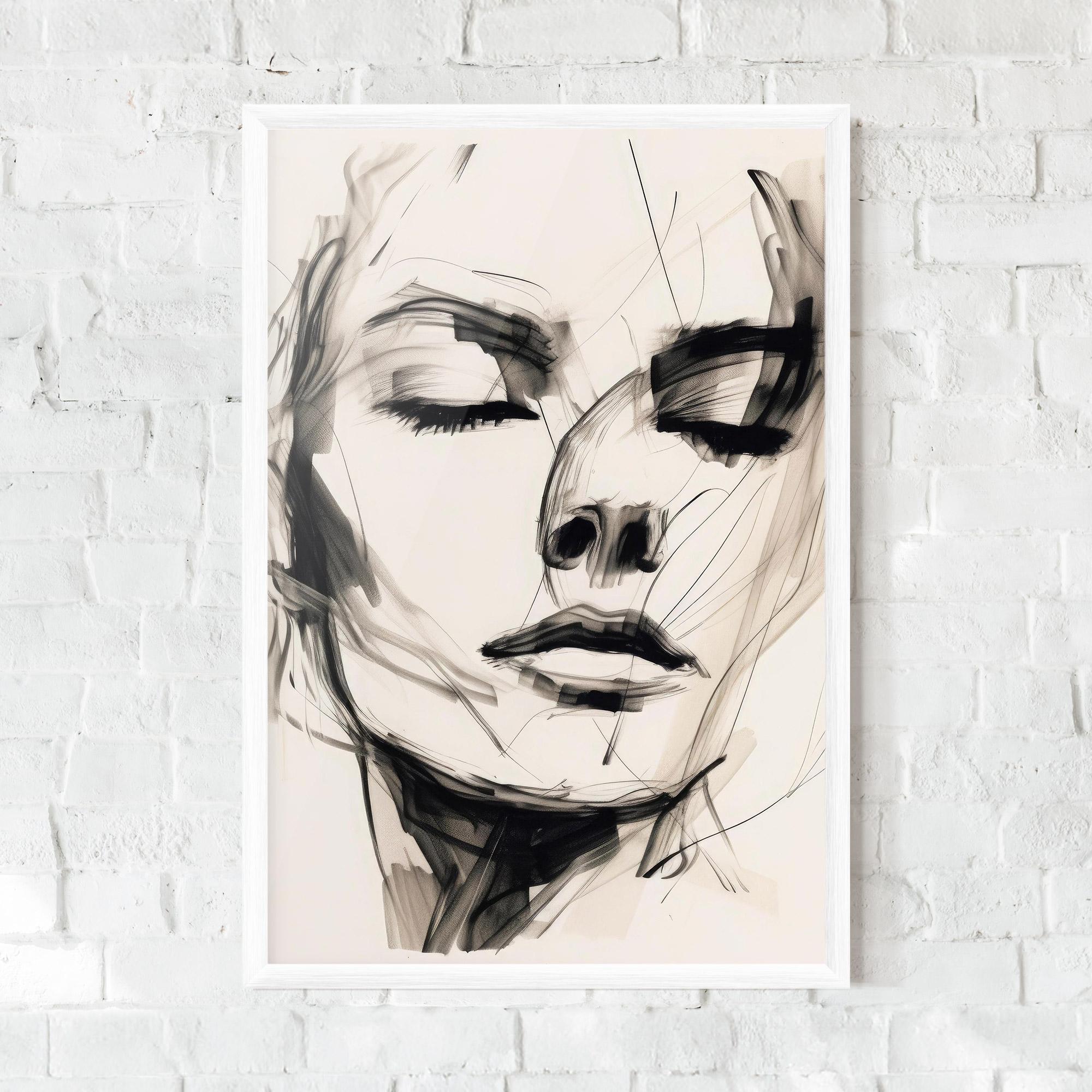 Keretezett Poszter Continuous Line Woman mockup 0