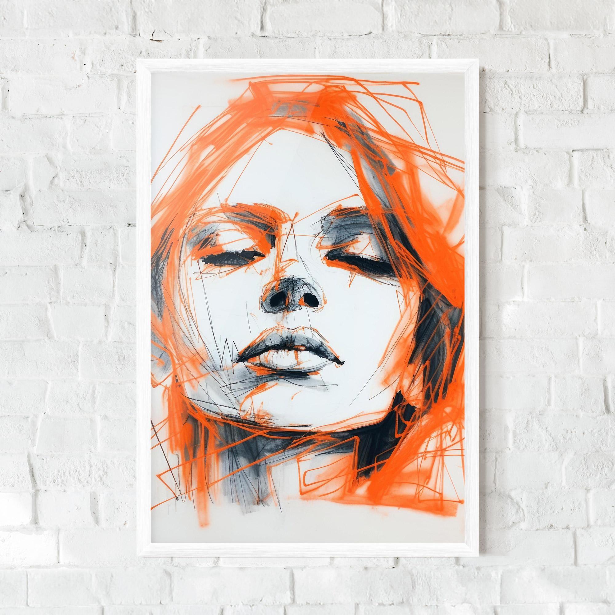 Keretezett Poszter Orange Ink Drawing mockup 0