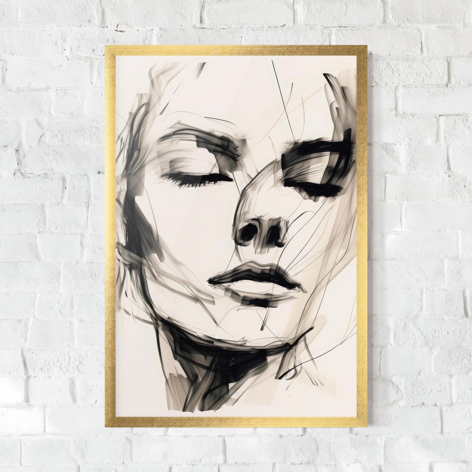 Keretezett Poszter Continuous Line Woman mockup 0