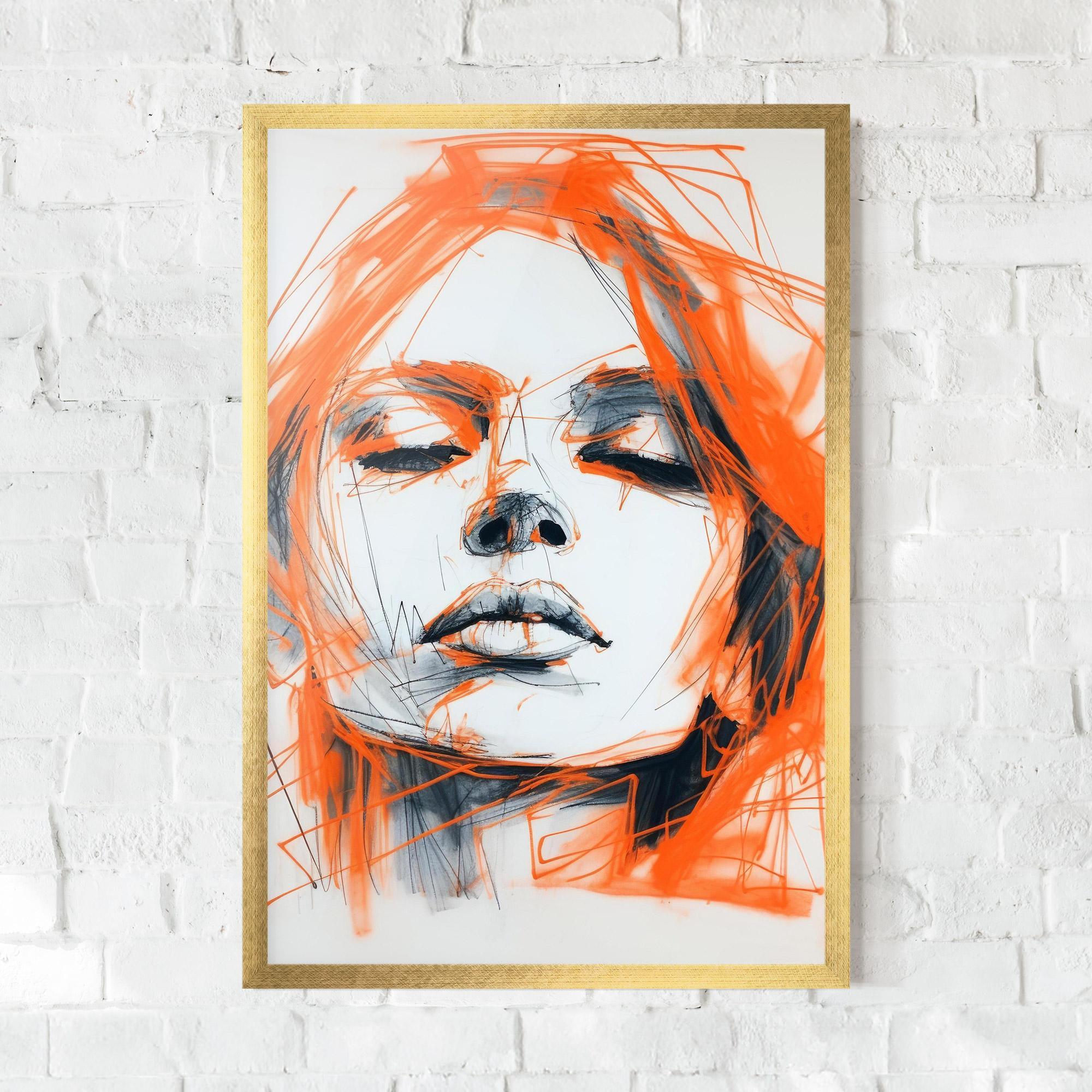 Keretezett Poszter Orange Ink Drawing mockup 0