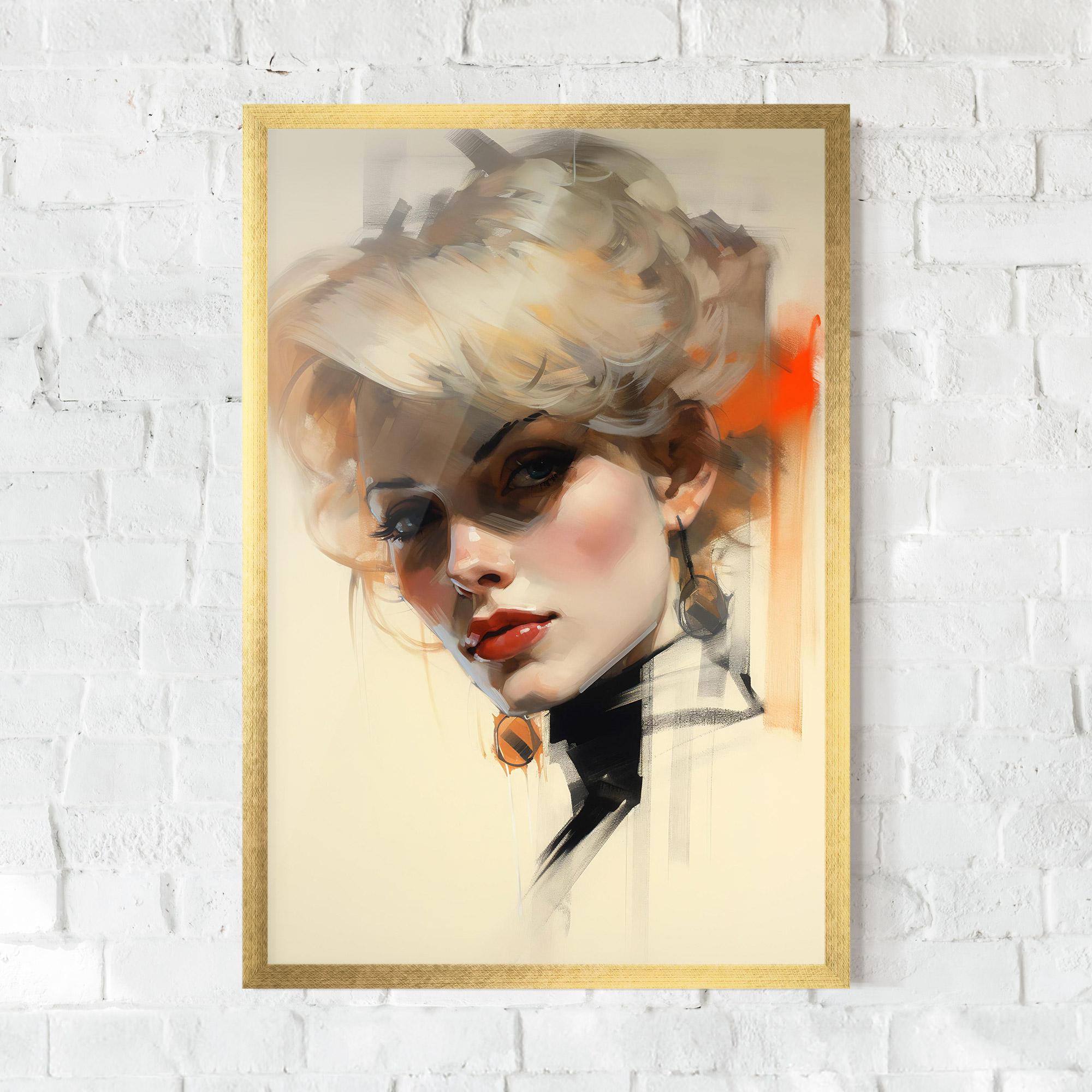 Keretezett Poszter Rockabilly Blonde Girl mockup 0