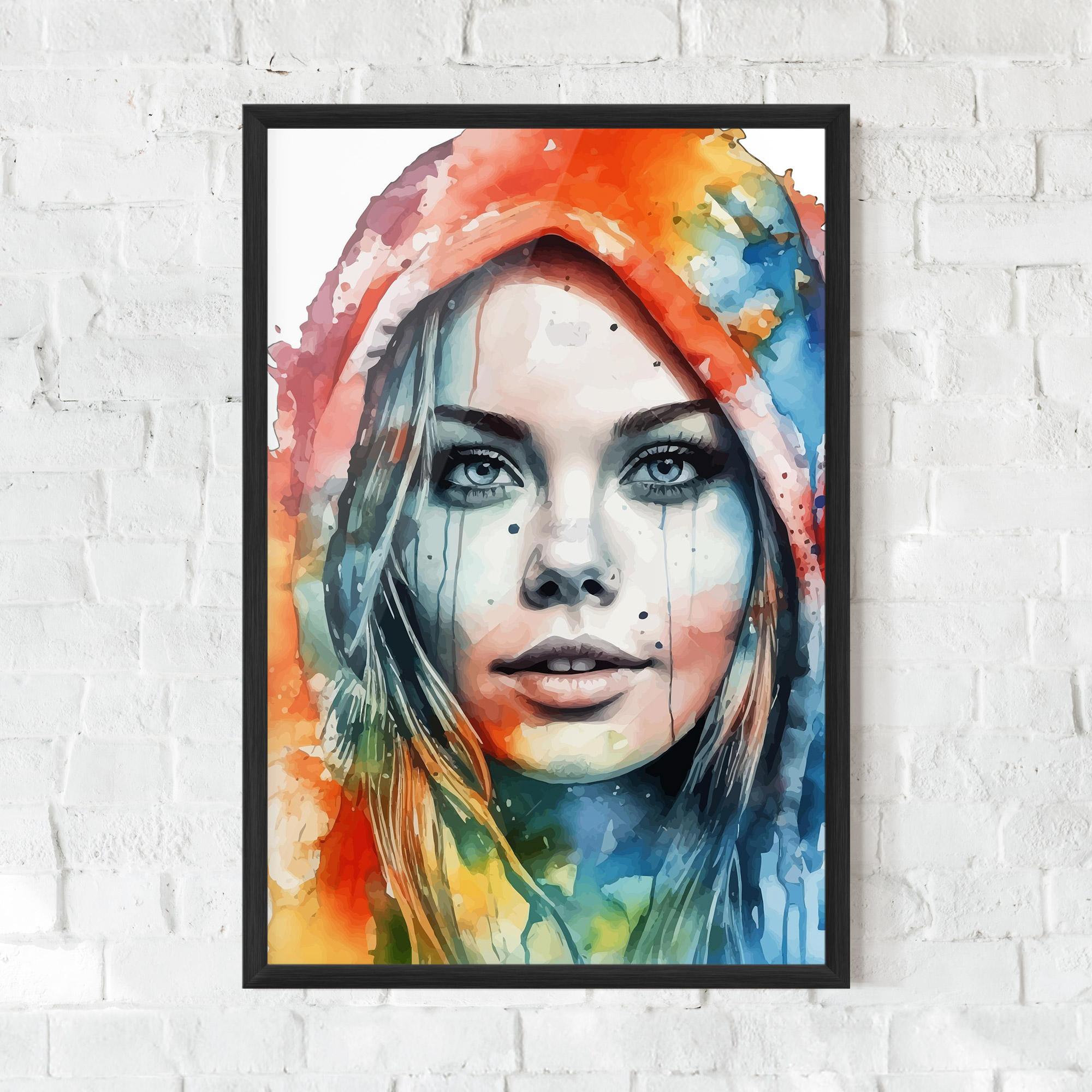 Keretezett Poszter Colorful Portrait Art mockup 0