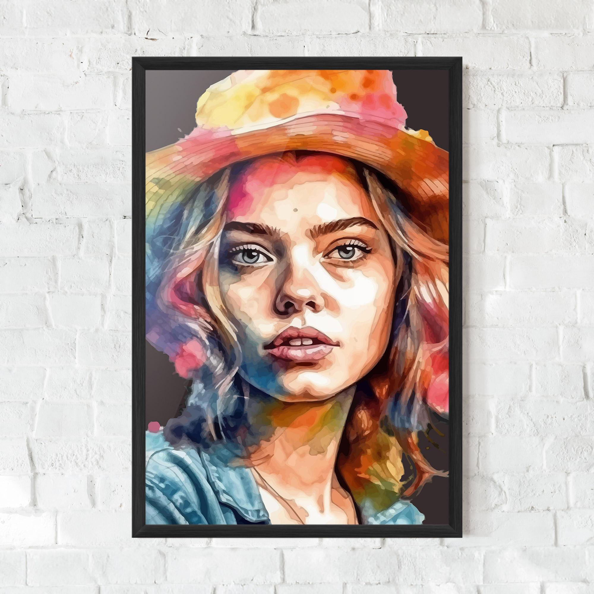 Keretezett Poszter Hat Portrait Girl mockup 0