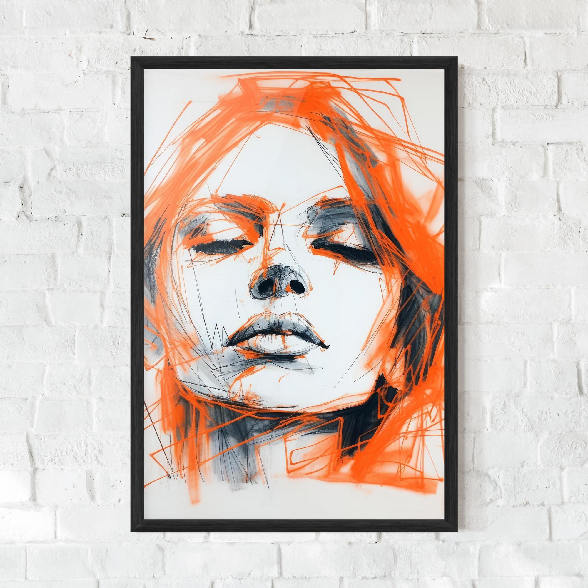 Keretezett Poszter Orange Ink Drawing mockup 0