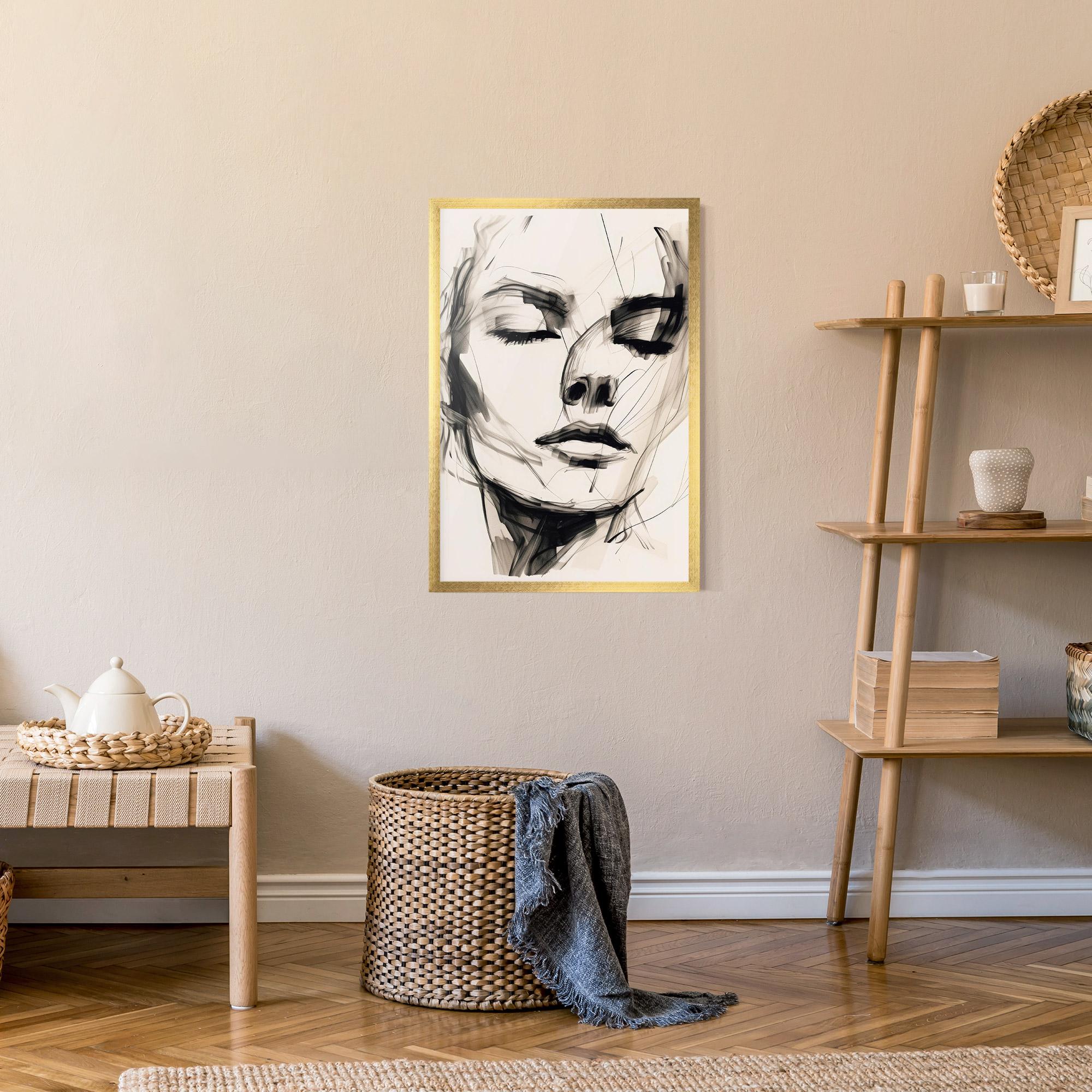 Keretezett Poszter Continuous Line Woman mockup 9