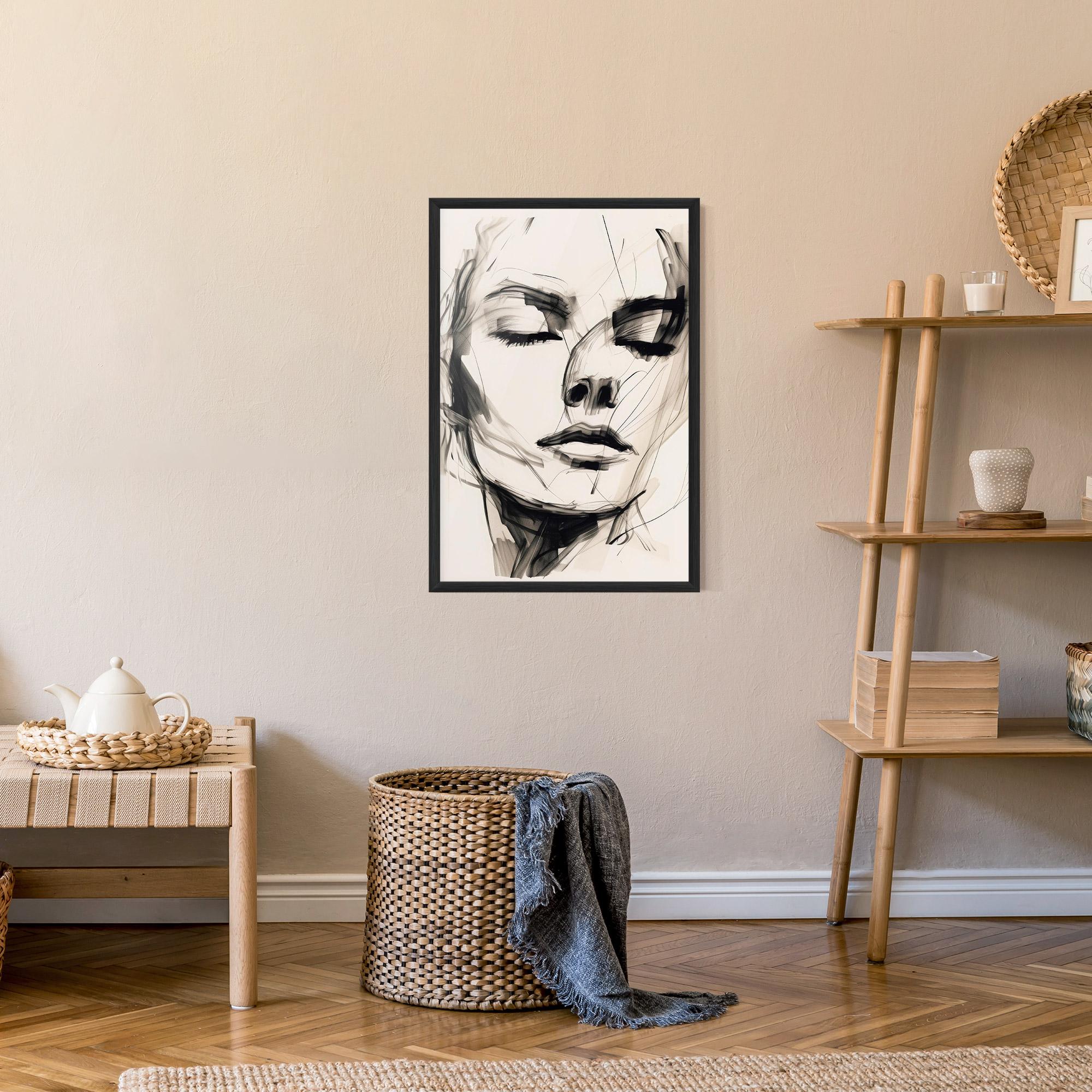 Keretezett Poszter Continuous Line Woman mockup 9