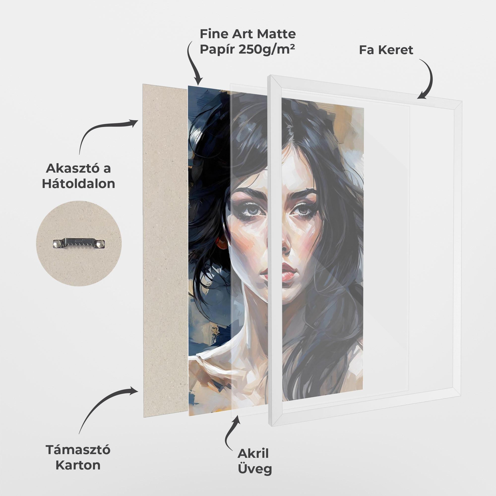 Keretezett Poszter Long Black Hair Portrait mockup 1