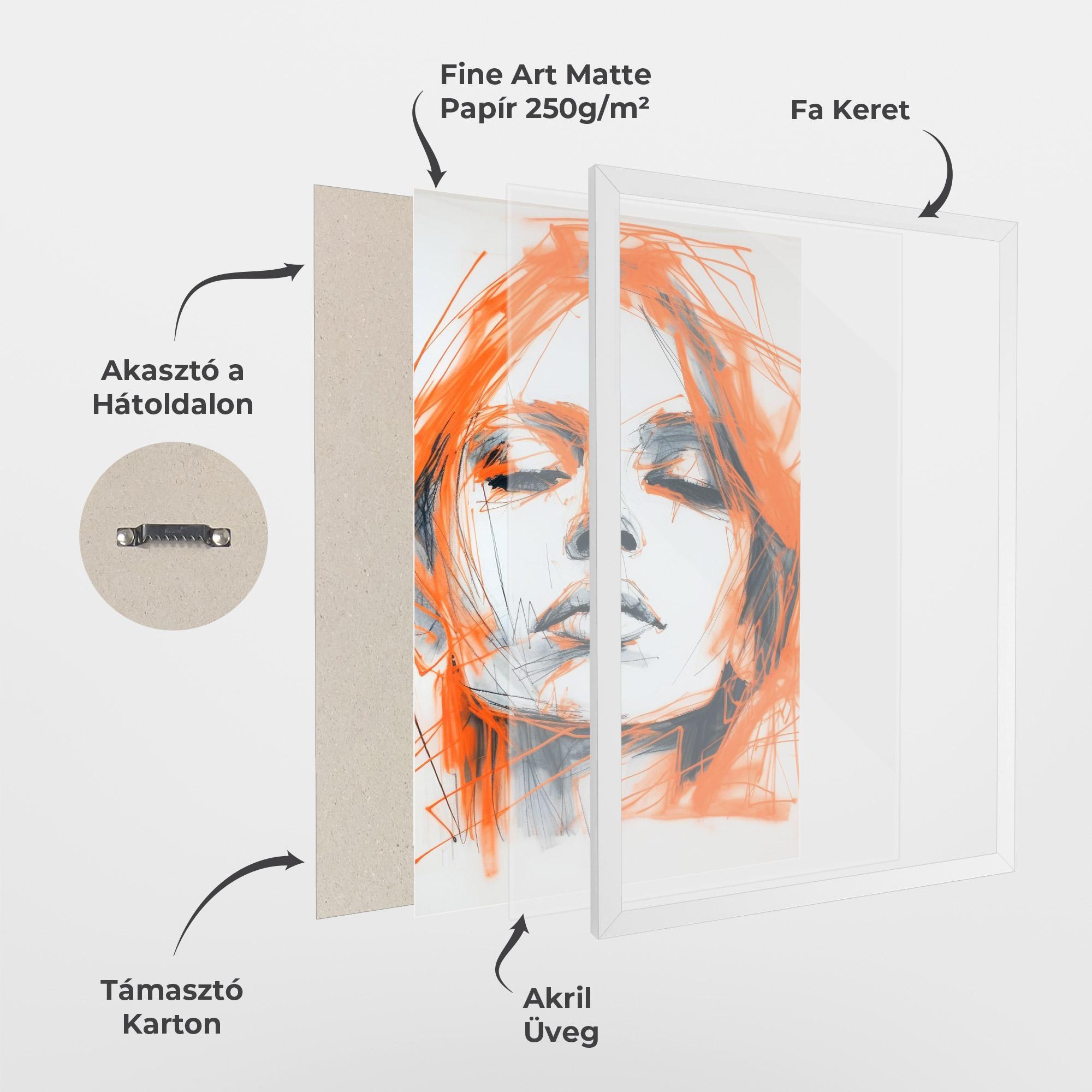 Keretezett Poszter Orange Ink Drawing mockup 1