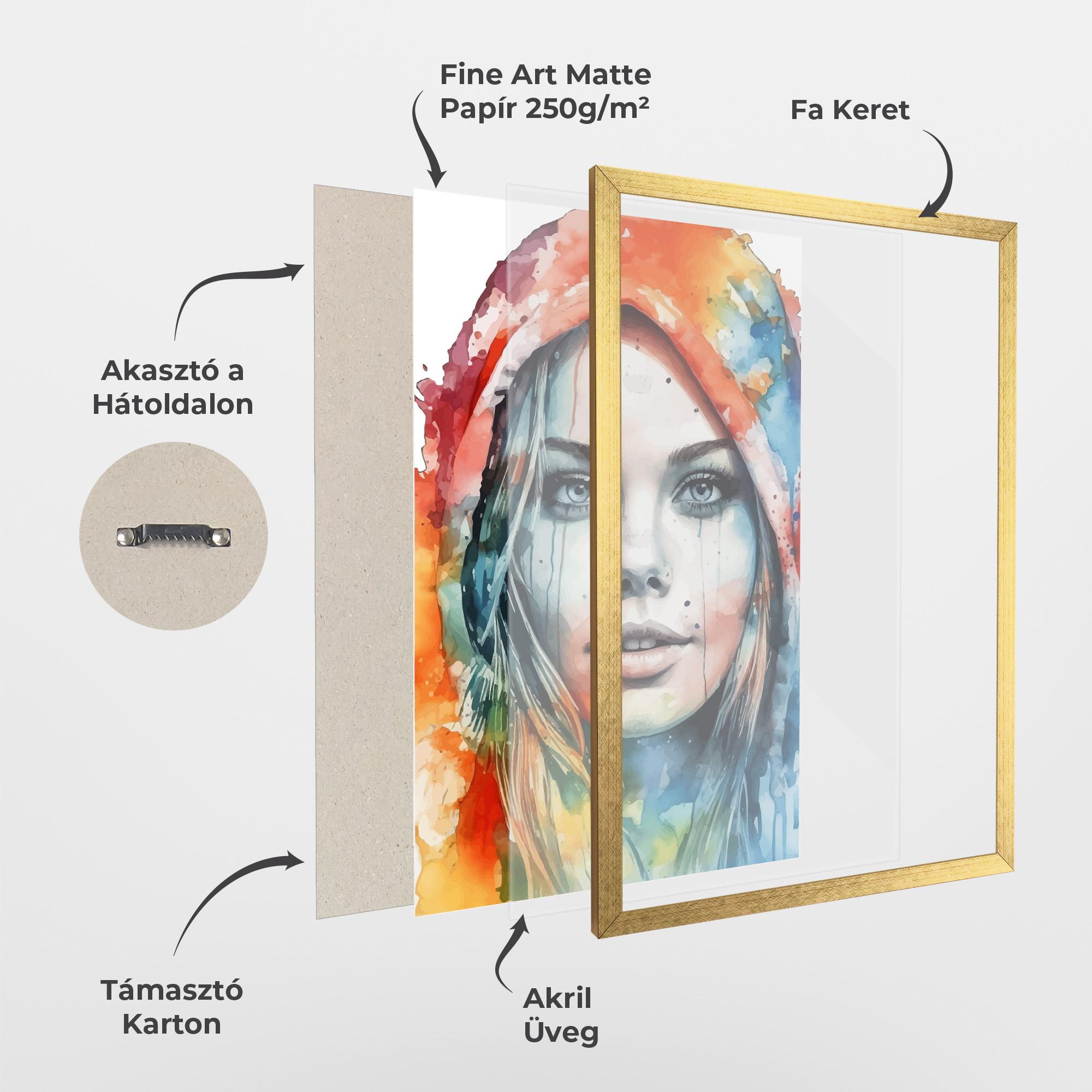 Keretezett Poszter Colorful Portrait Art mockup 1