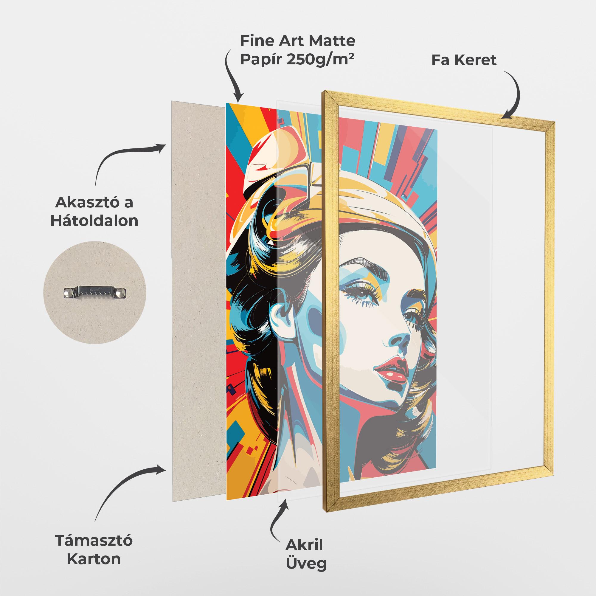 Keretezett Poszter Colorful Portrait Lady mockup 1