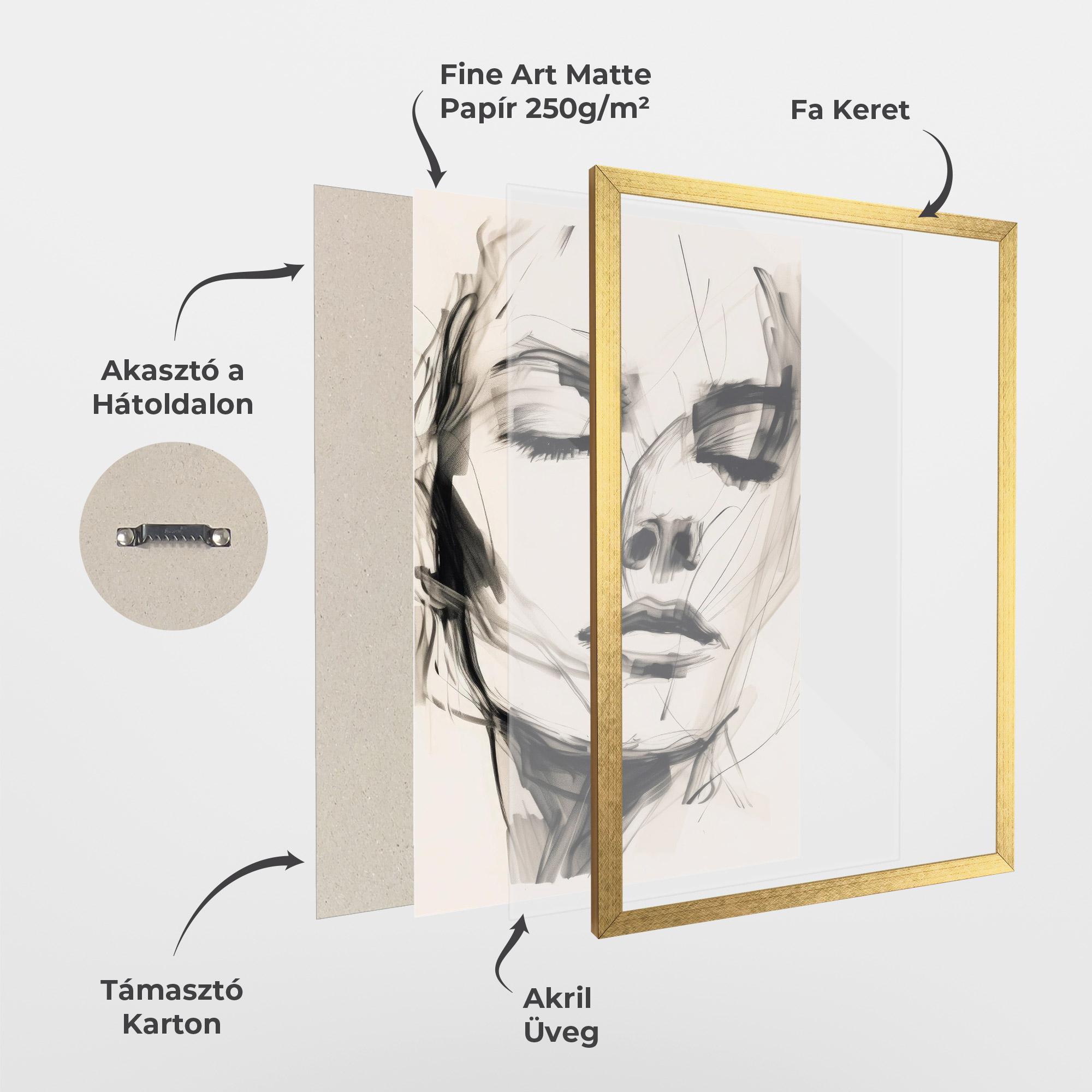 Keretezett Poszter Continuous Line Woman mockup 1