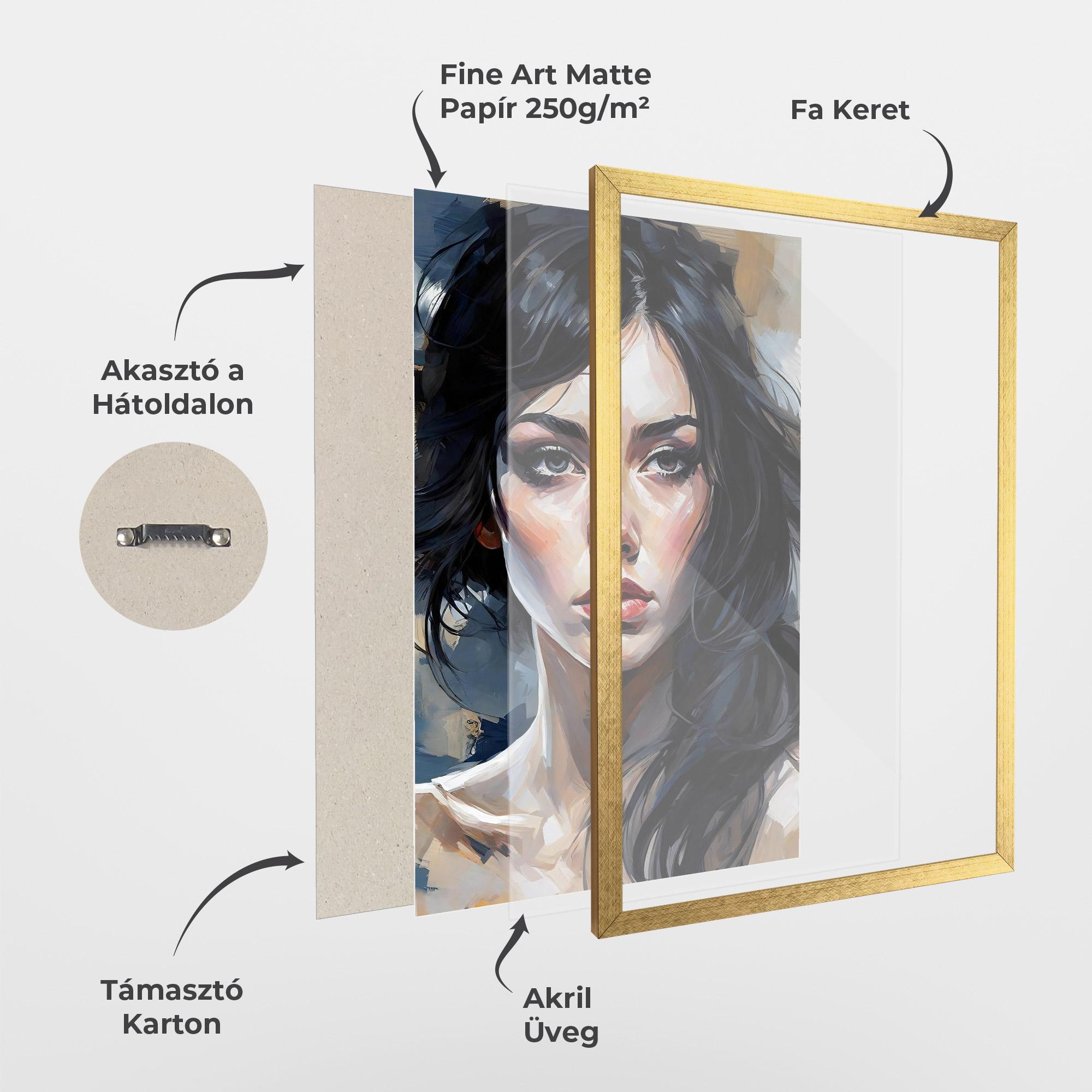 Keretezett Poszter Long Black Hair Portrait mockup 1