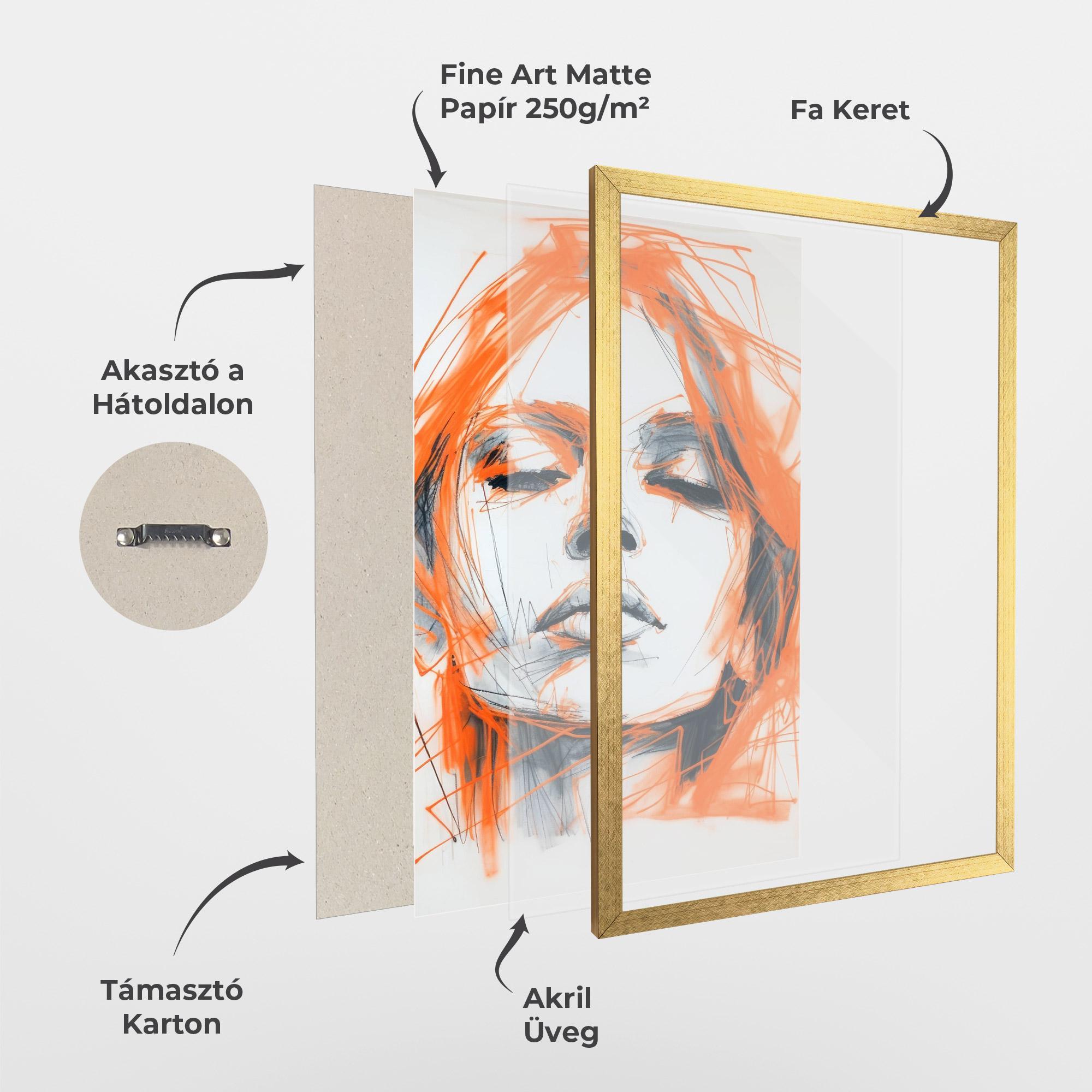 Keretezett Poszter Orange Ink Drawing mockup 1