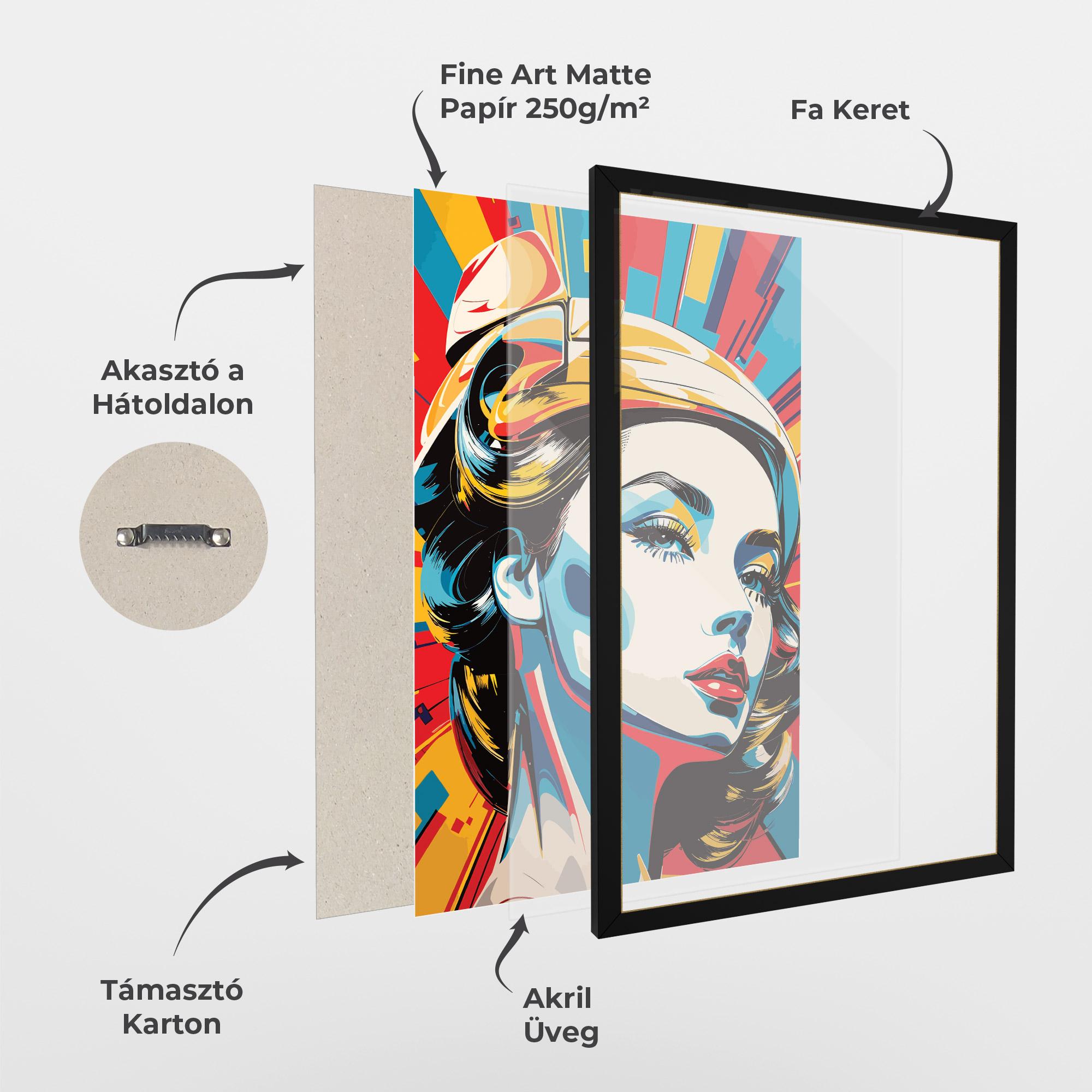 Keretezett Poszter Colorful Portrait Lady mockup 1