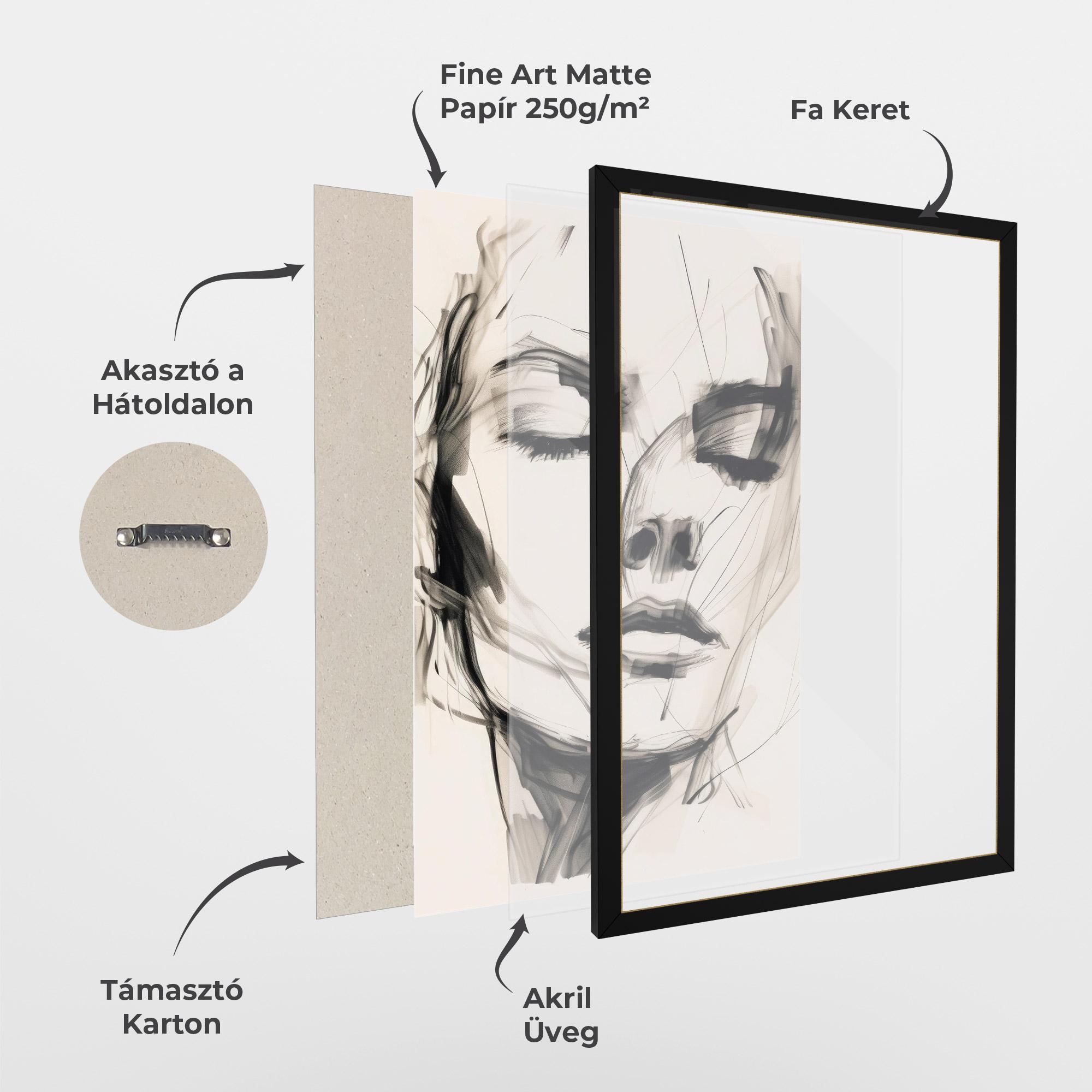 Keretezett Poszter Continuous Line Woman mockup 1