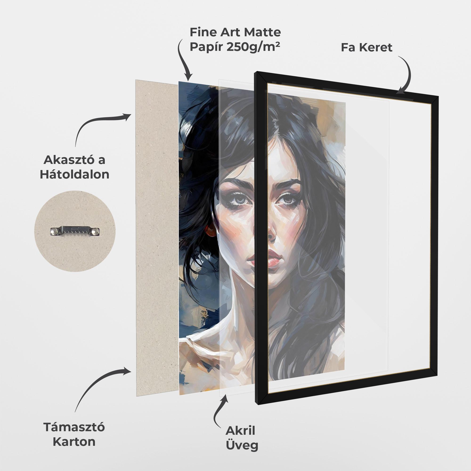 Keretezett Poszter Long Black Hair Portrait mockup 1