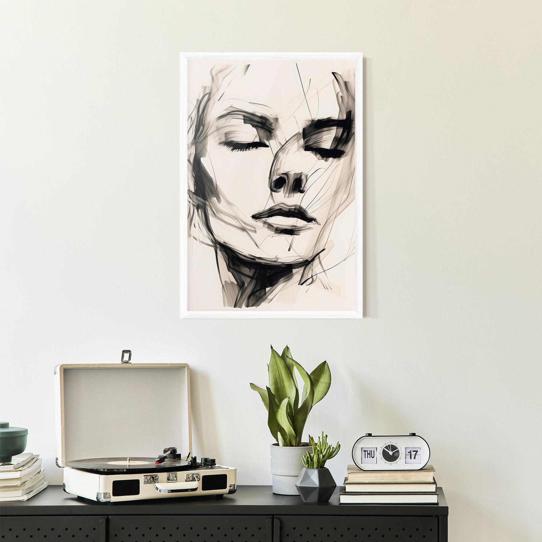 Keretezett Poszter Continuous Line Woman mockup 2