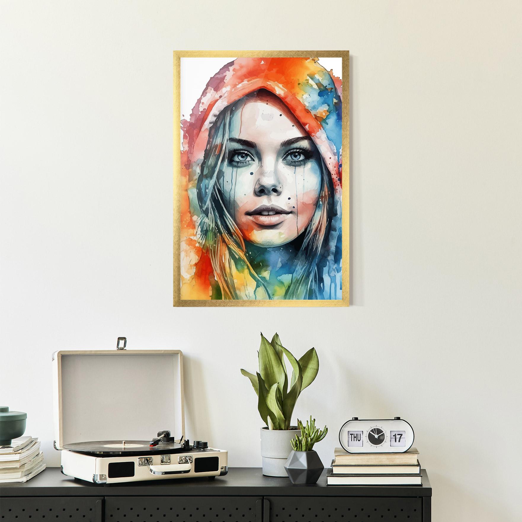 Keretezett Poszter Colorful Portrait Art mockup 2