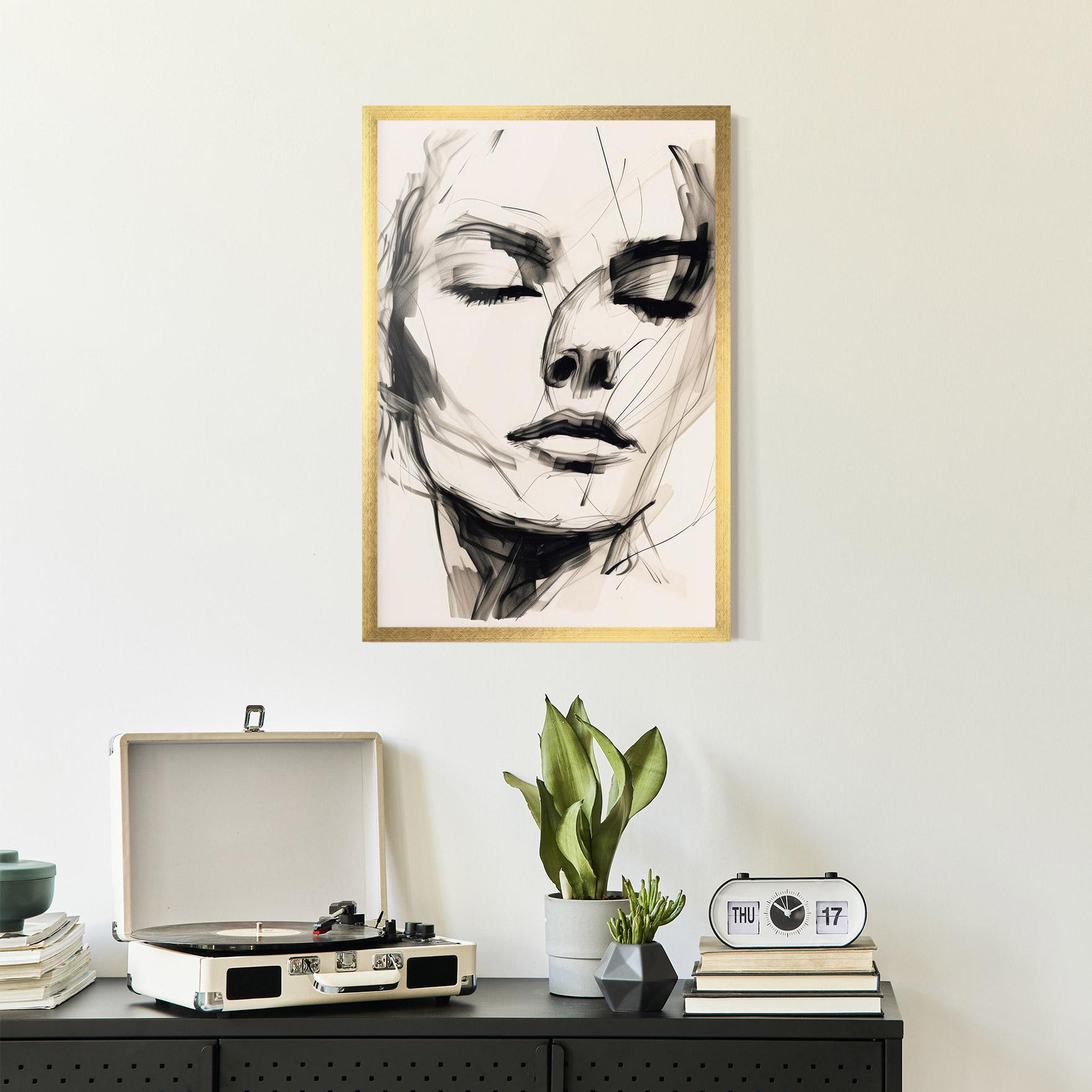 Keretezett Poszter Continuous Line Woman mockup 2