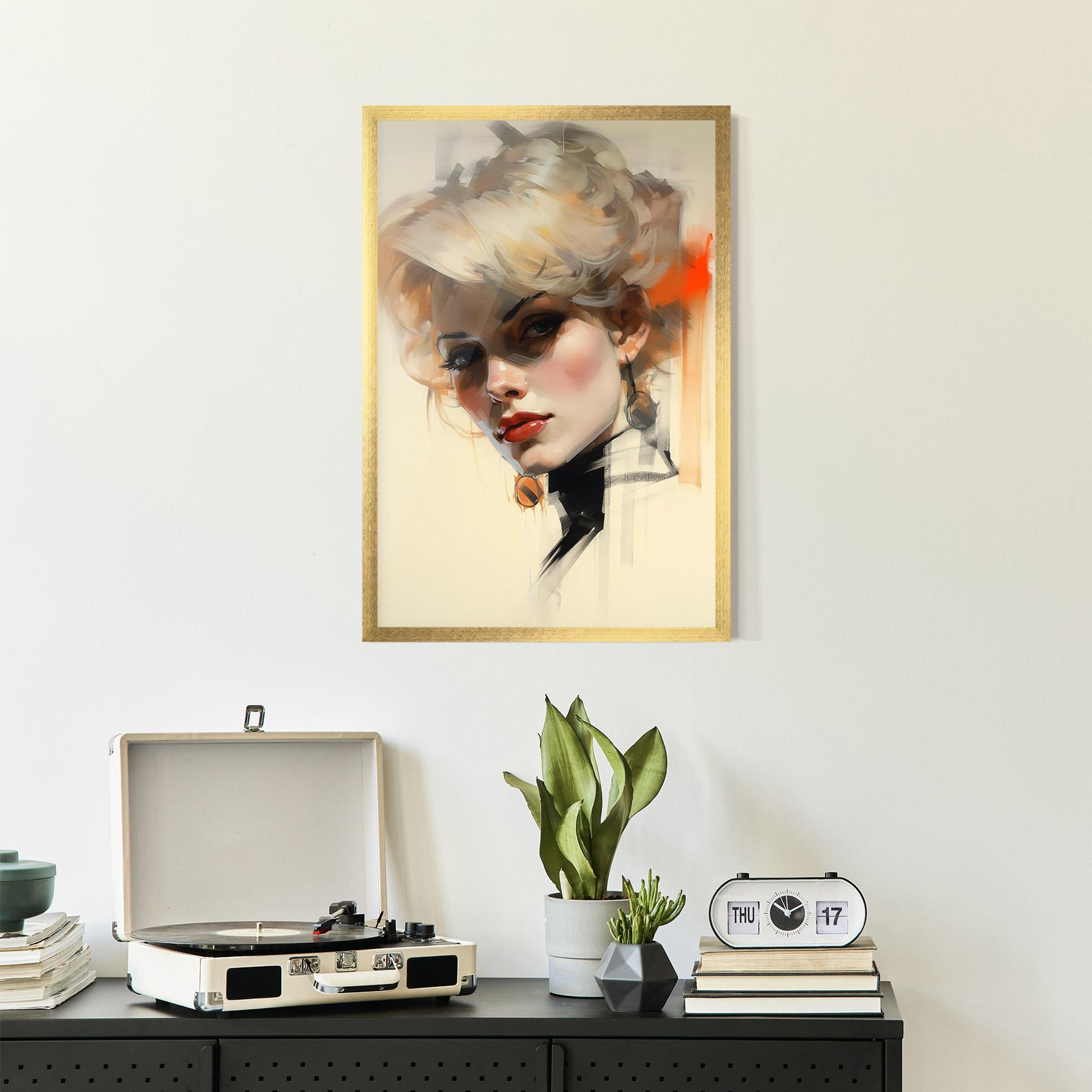 Keretezett Poszter Rockabilly Blonde Girl mockup 2