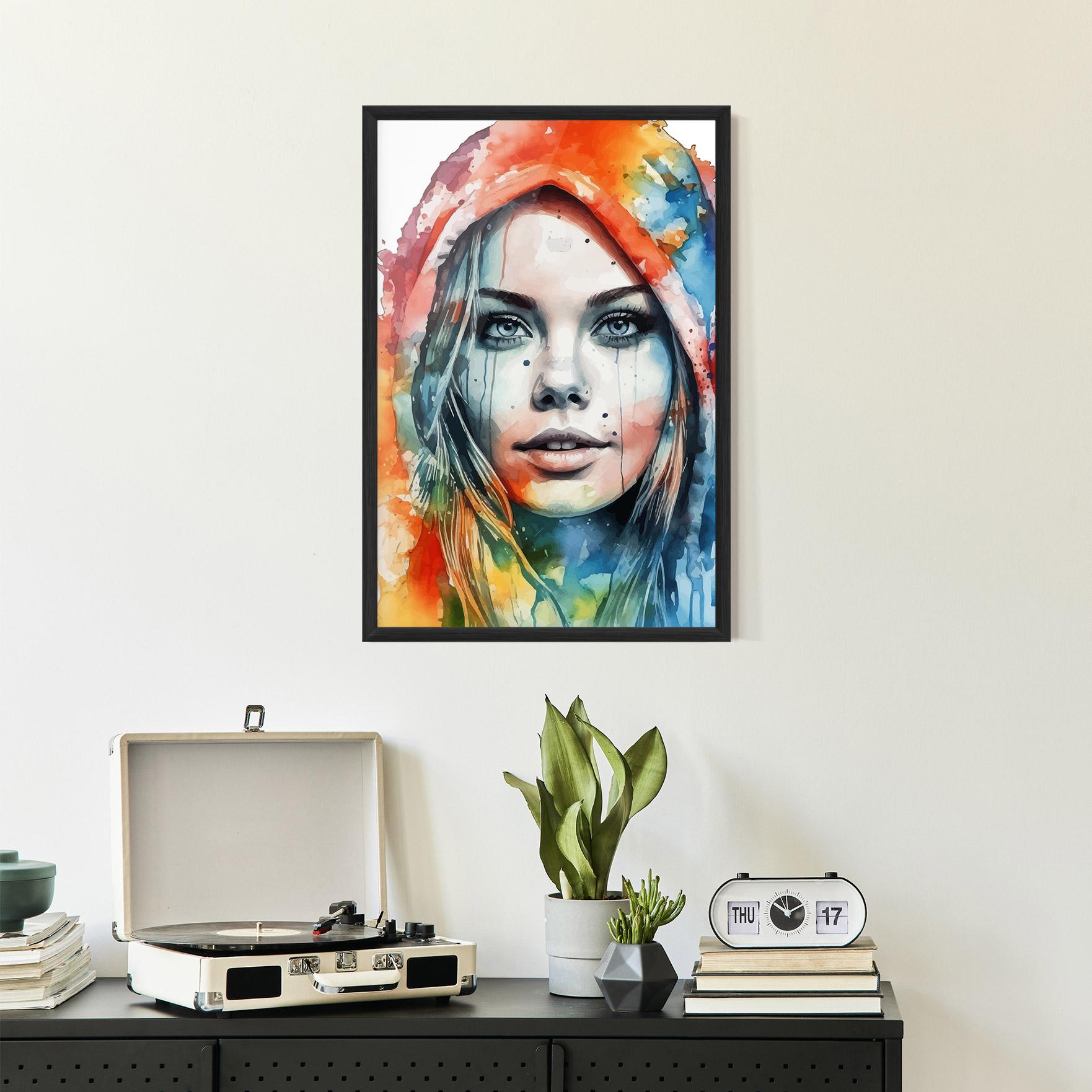 Keretezett Poszter Colorful Portrait Art mockup 2