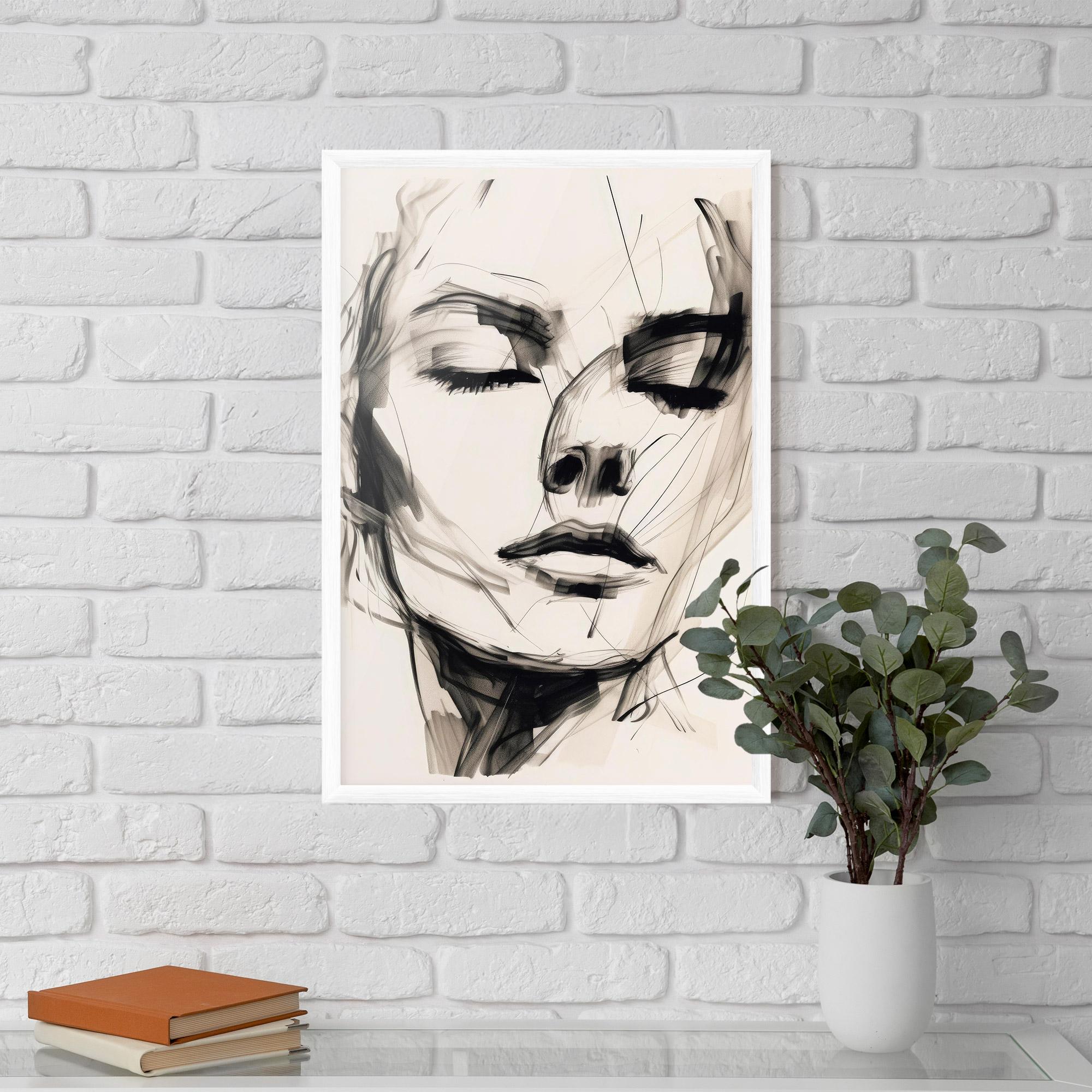 Keretezett Poszter Continuous Line Woman mockup 5