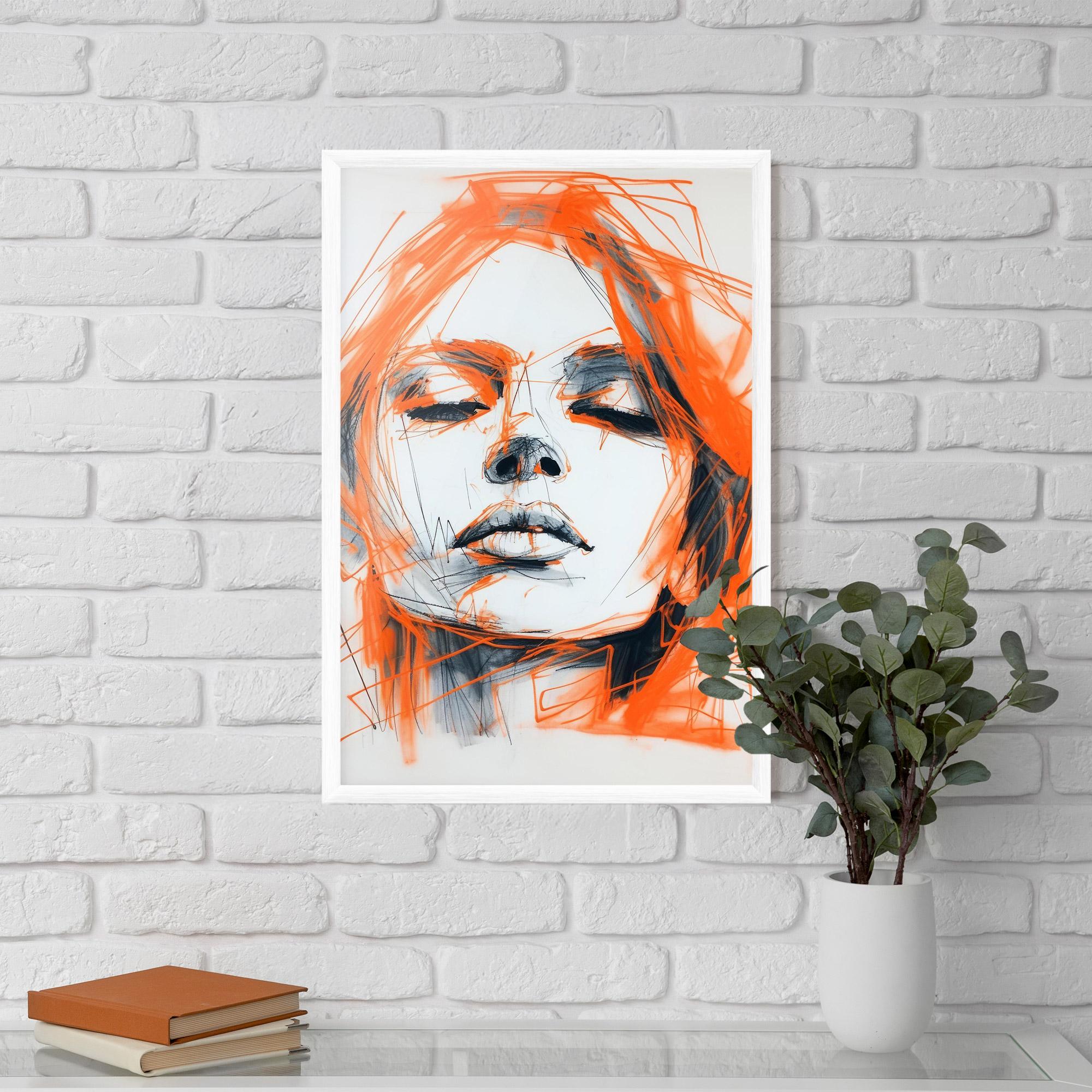 Keretezett Poszter Orange Ink Drawing mockup 5