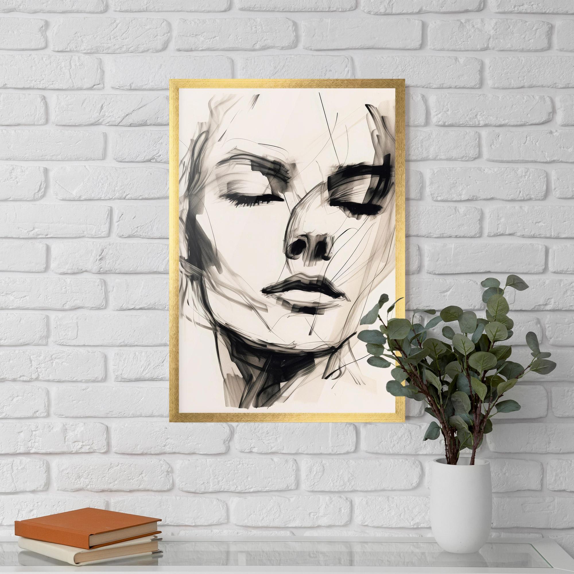 Keretezett Poszter Continuous Line Woman mockup 5