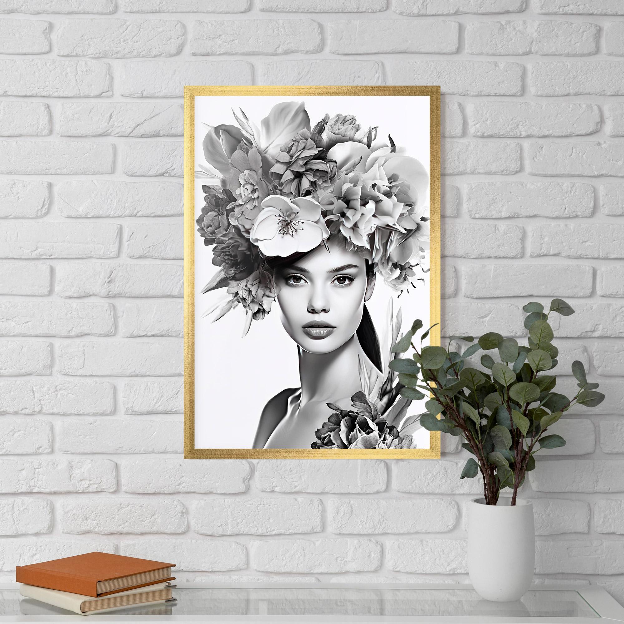 Keretezett Poszter Flower Crown Woman mockup 5
