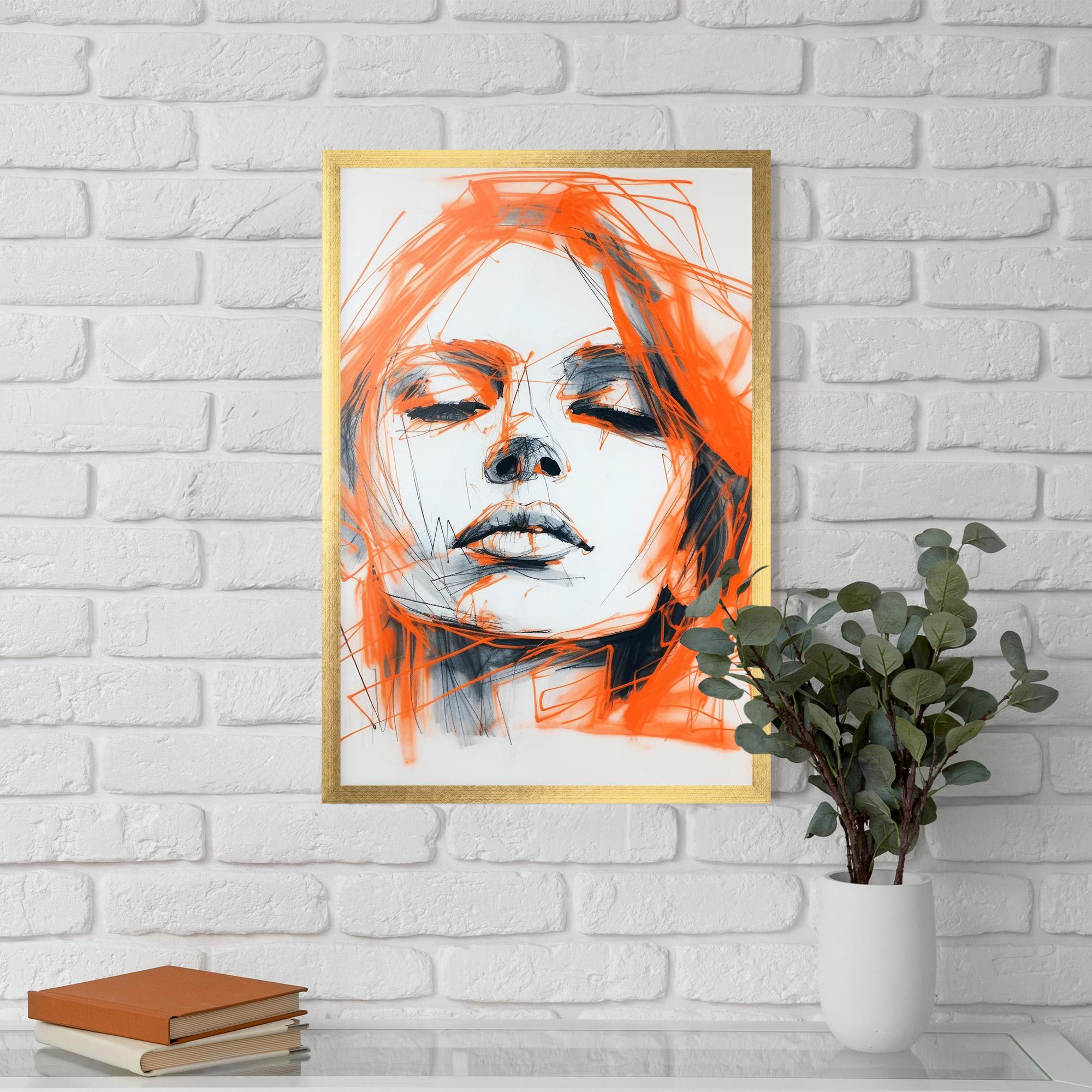 Keretezett Poszter Orange Ink Drawing mockup 5