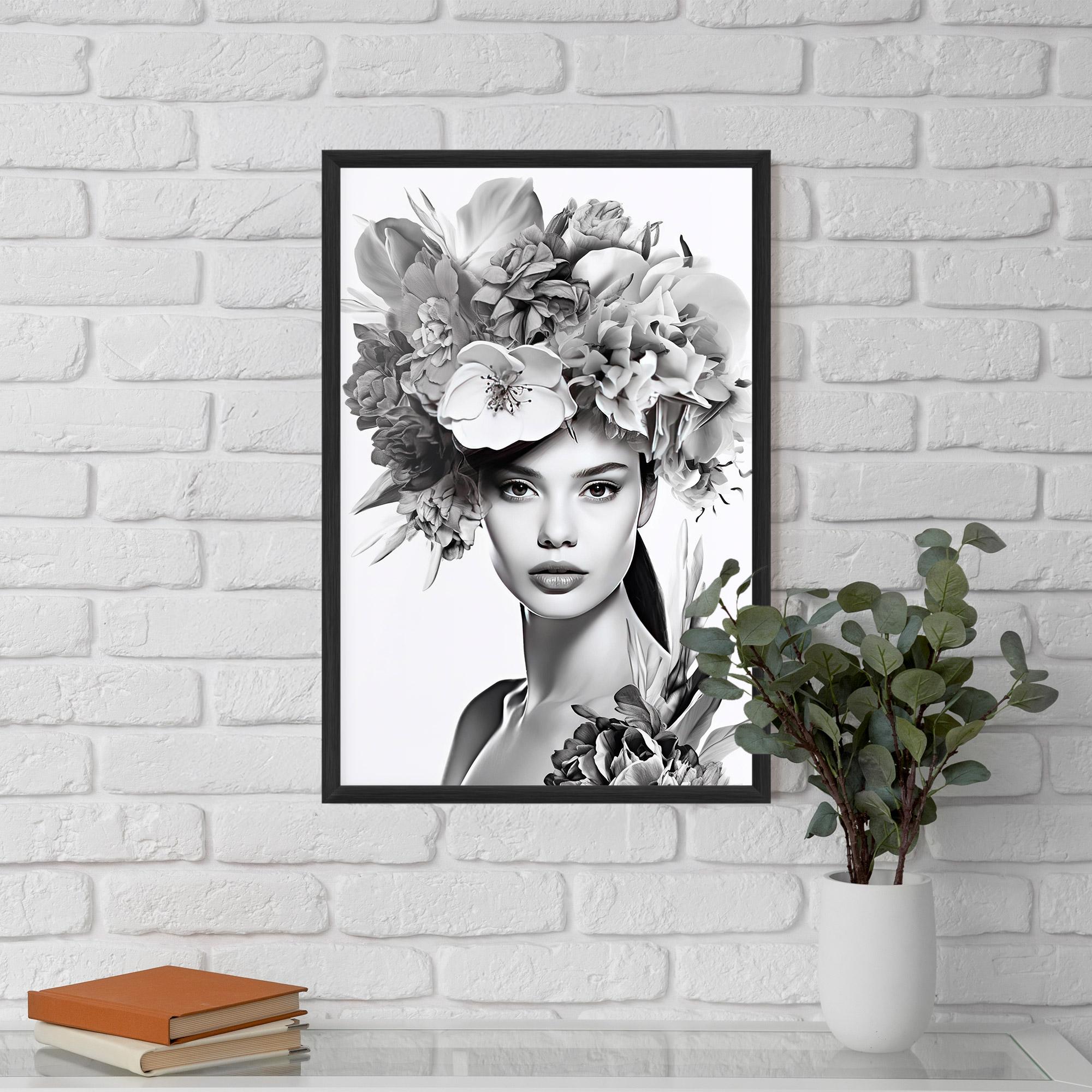 Keretezett Poszter Flower Crown Woman mockup 5