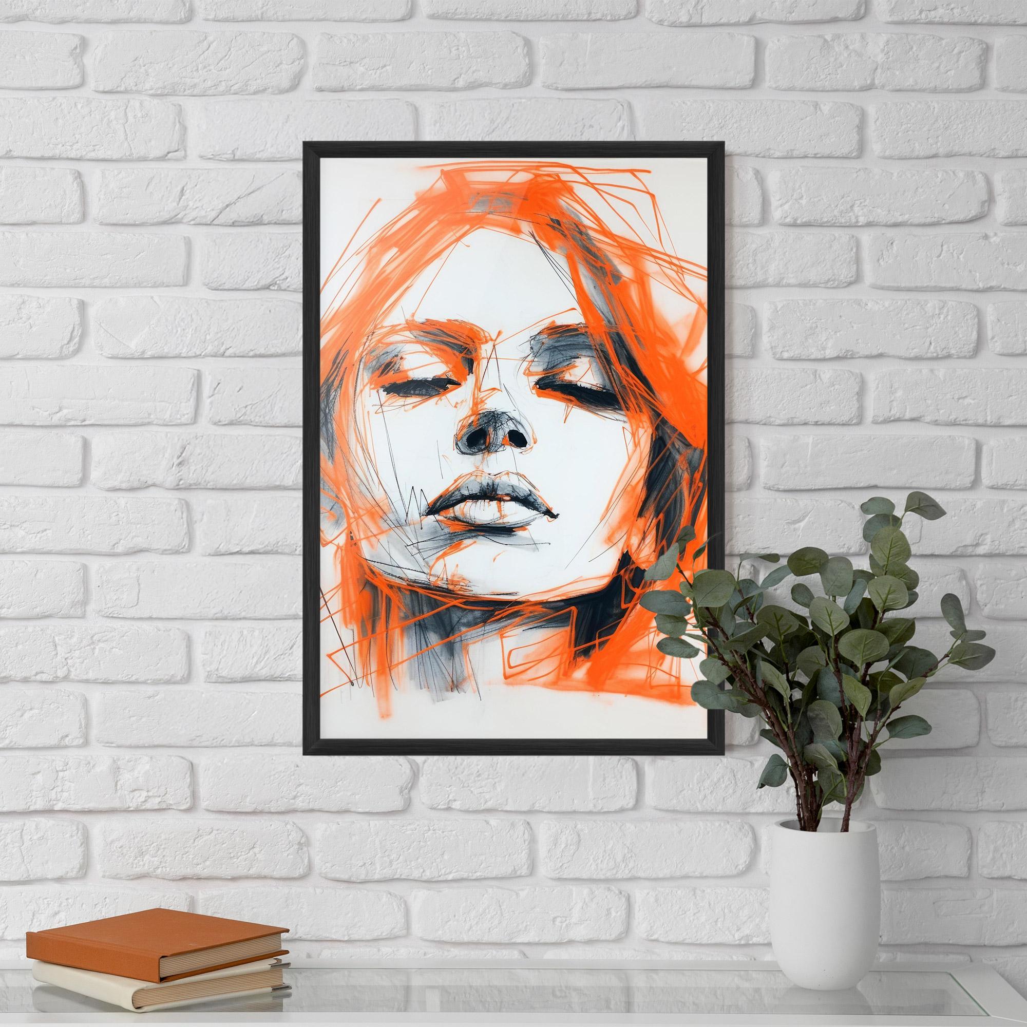 Keretezett Poszter Orange Ink Drawing mockup 5