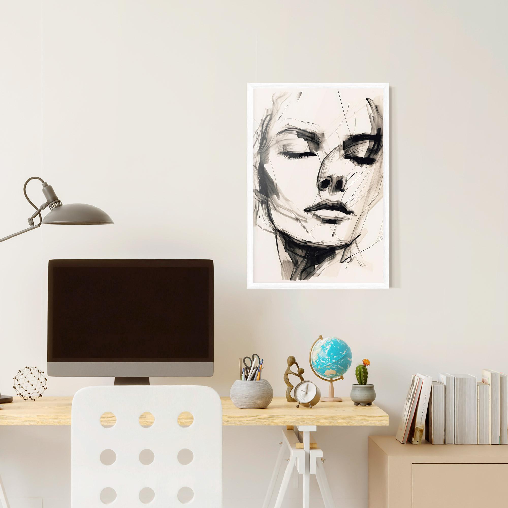 Keretezett Poszter Continuous Line Woman mockup 6