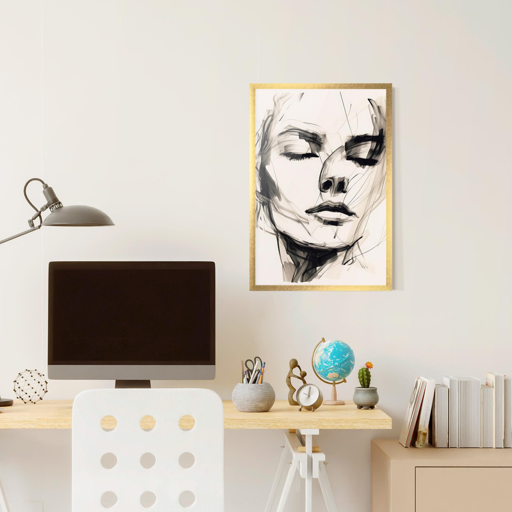 Keretezett Poszter Continuous Line Woman mockup 6