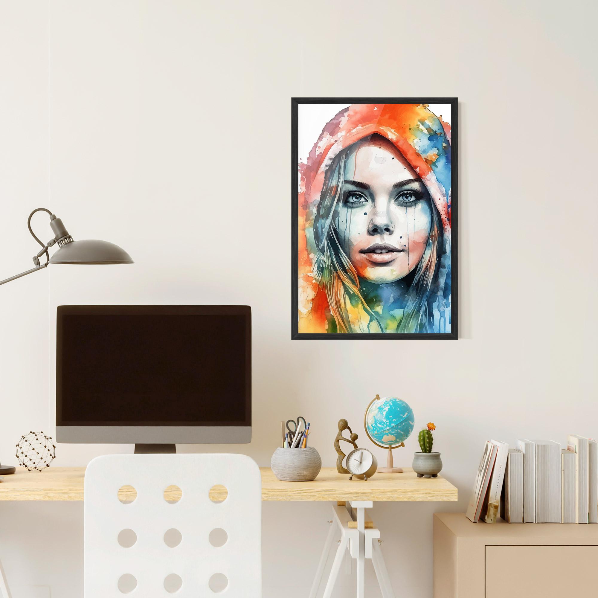Keretezett Poszter Colorful Portrait Art mockup 6