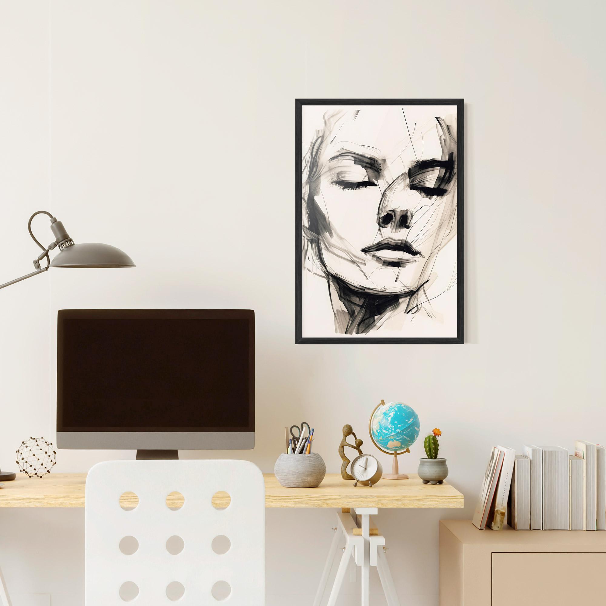 Keretezett Poszter Continuous Line Woman mockup 6