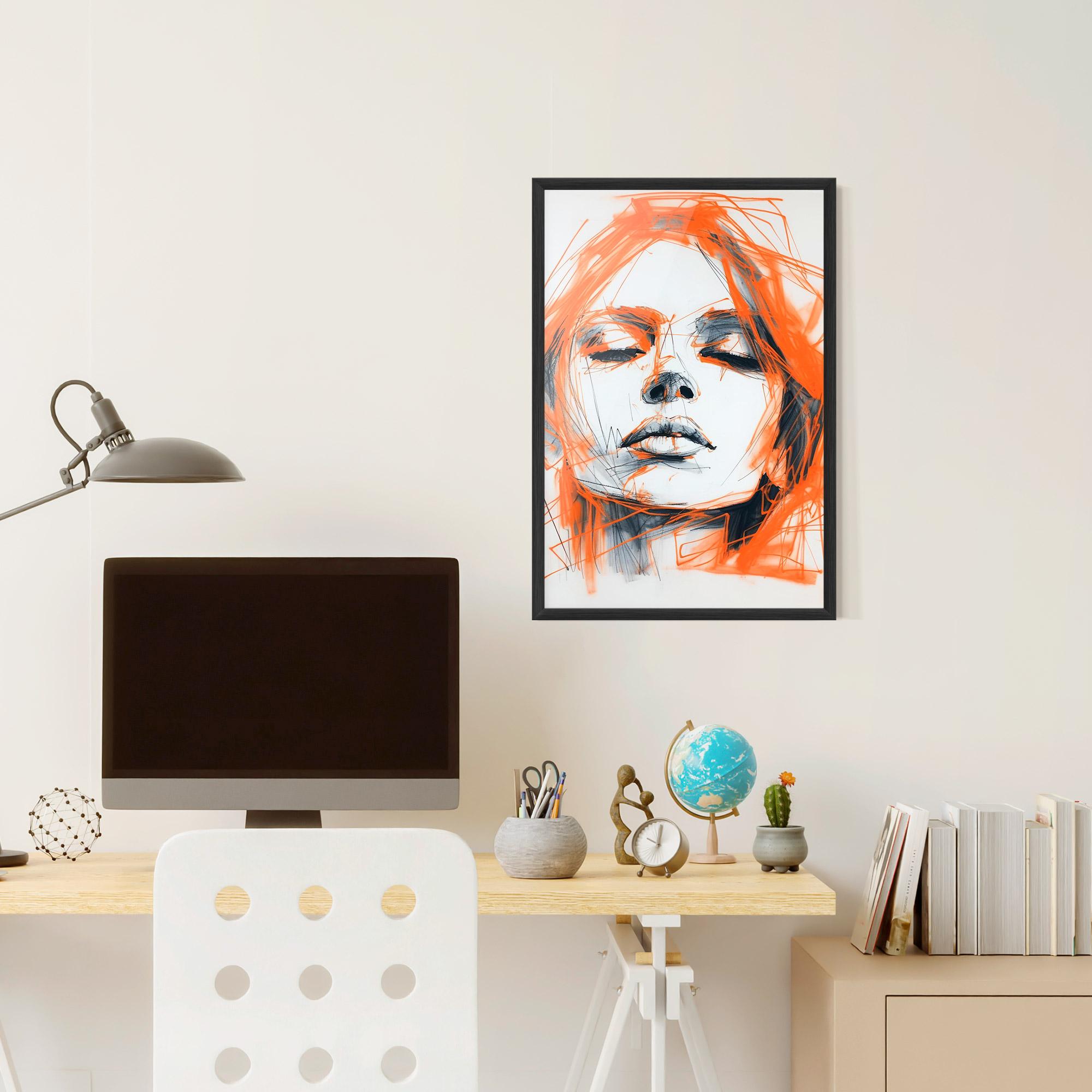 Keretezett Poszter Orange Ink Drawing mockup 6