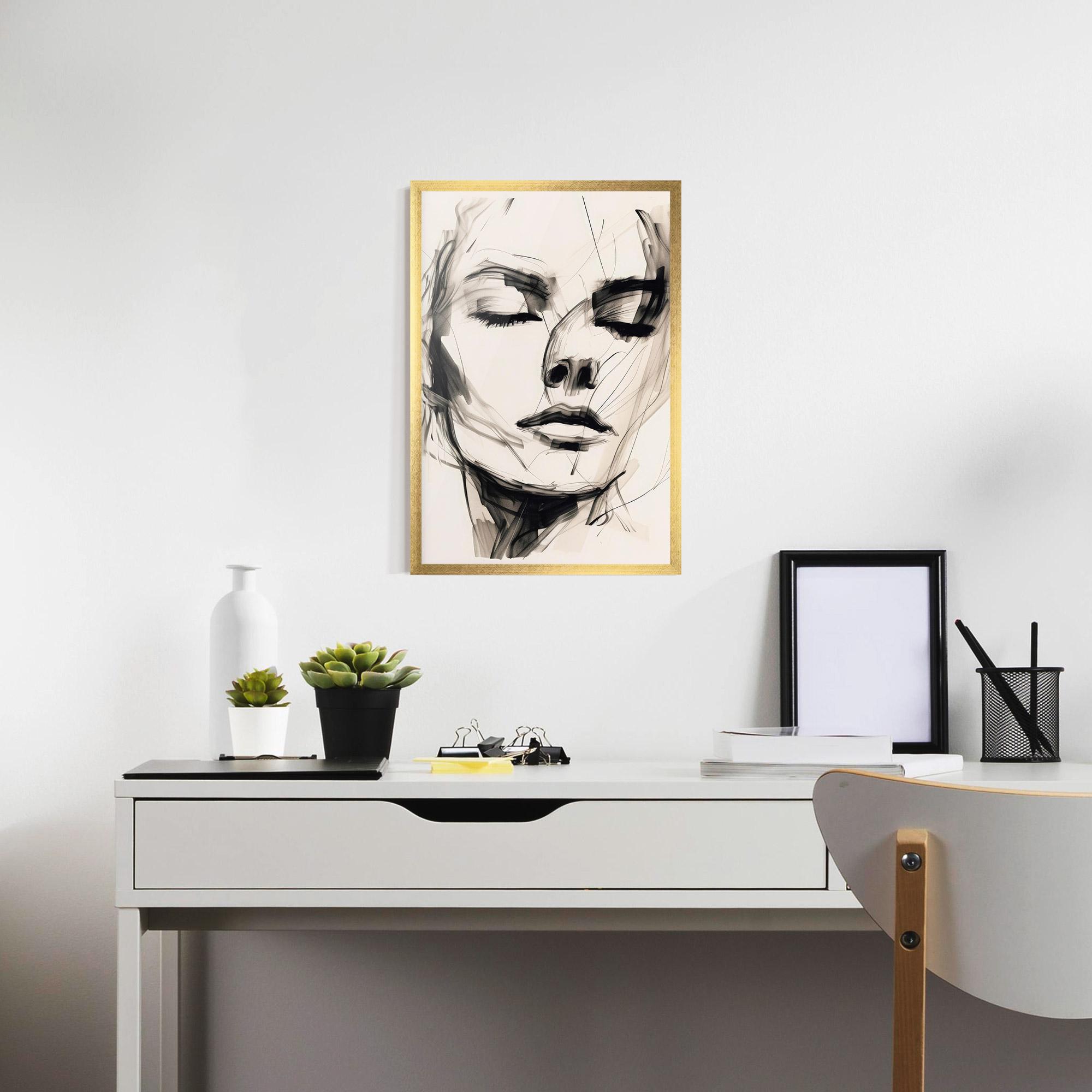 Keretezett Poszter Continuous Line Woman mockup 7