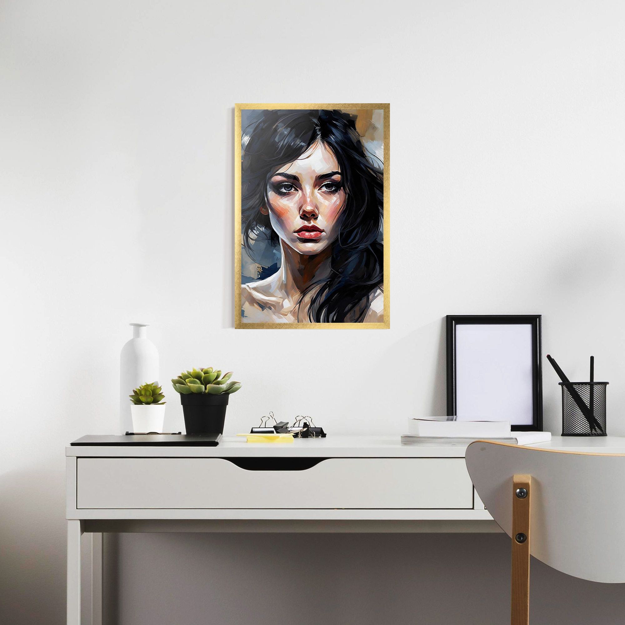 Long Black Hair Portrait mockup 7