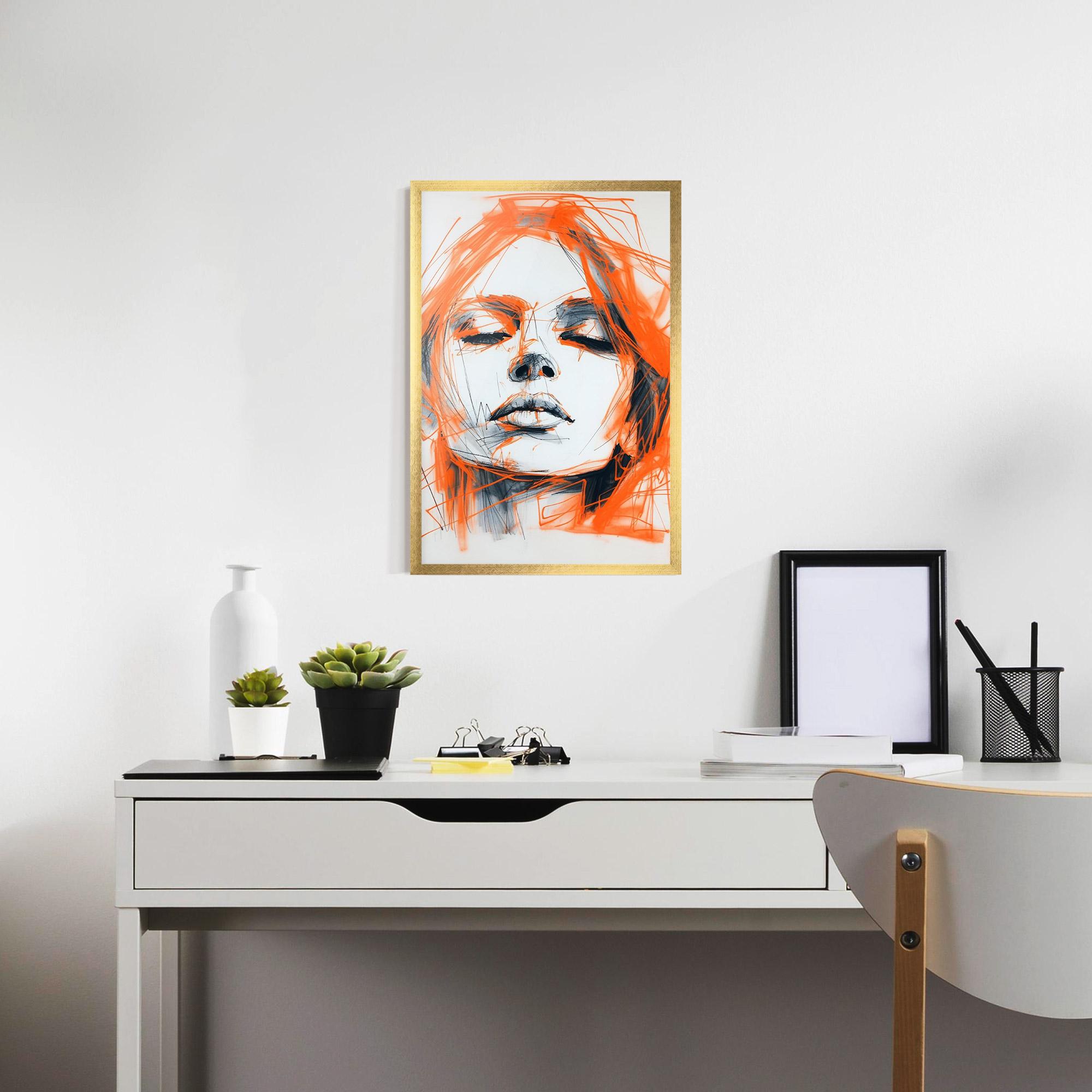 Keretezett Poszter Orange Ink Drawing mockup 7
