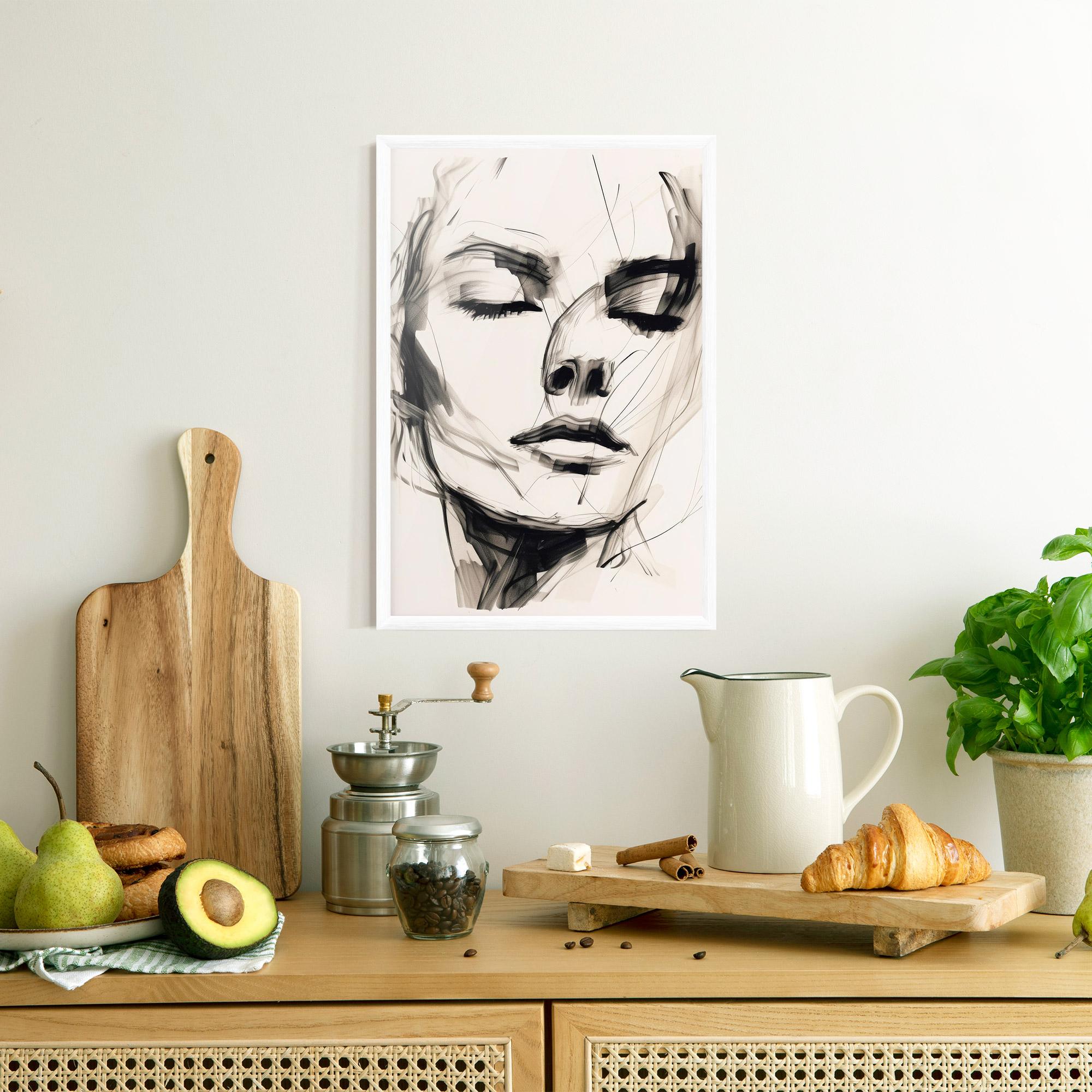 Keretezett Poszter Continuous Line Woman mockup 8