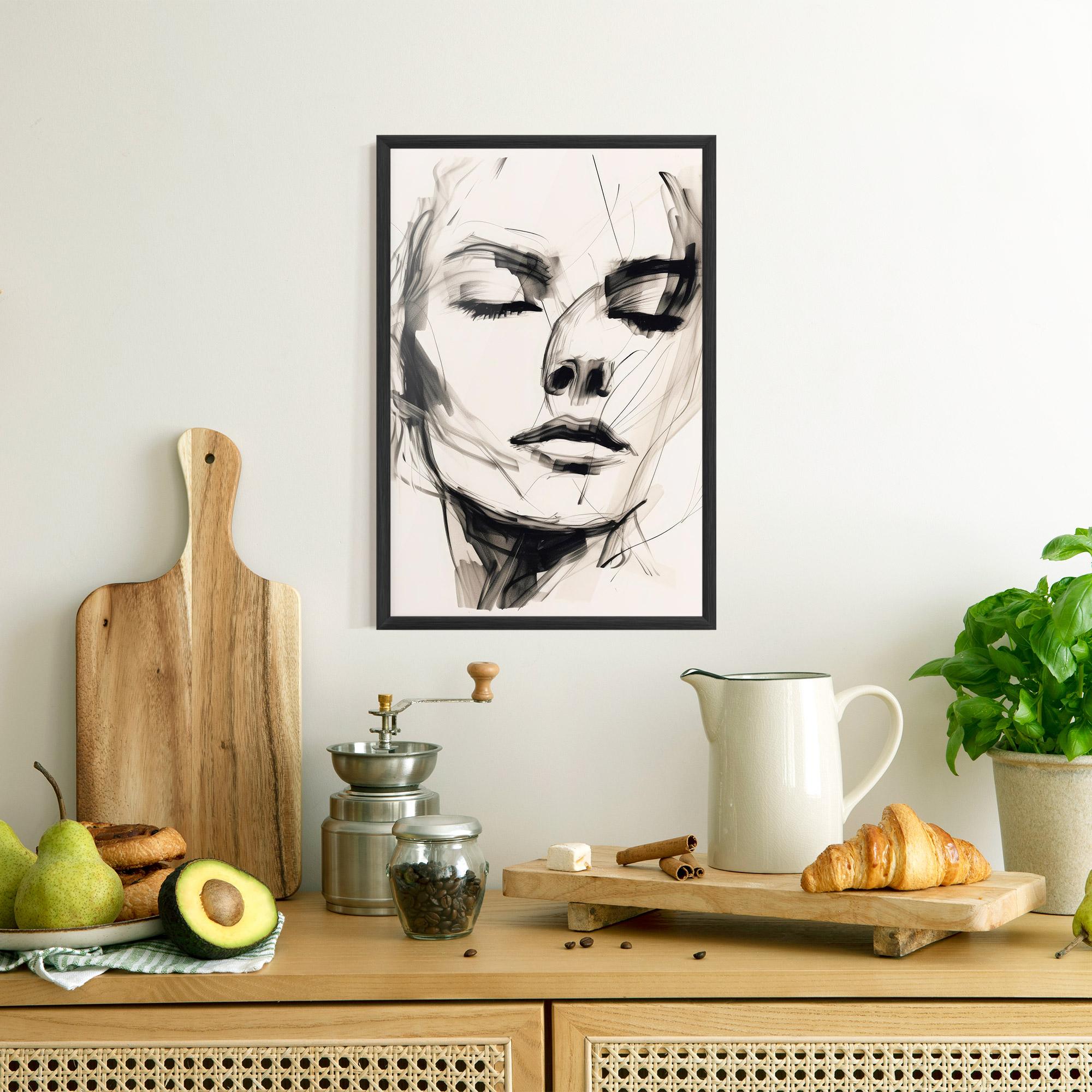 Keretezett Poszter Continuous Line Woman mockup 8