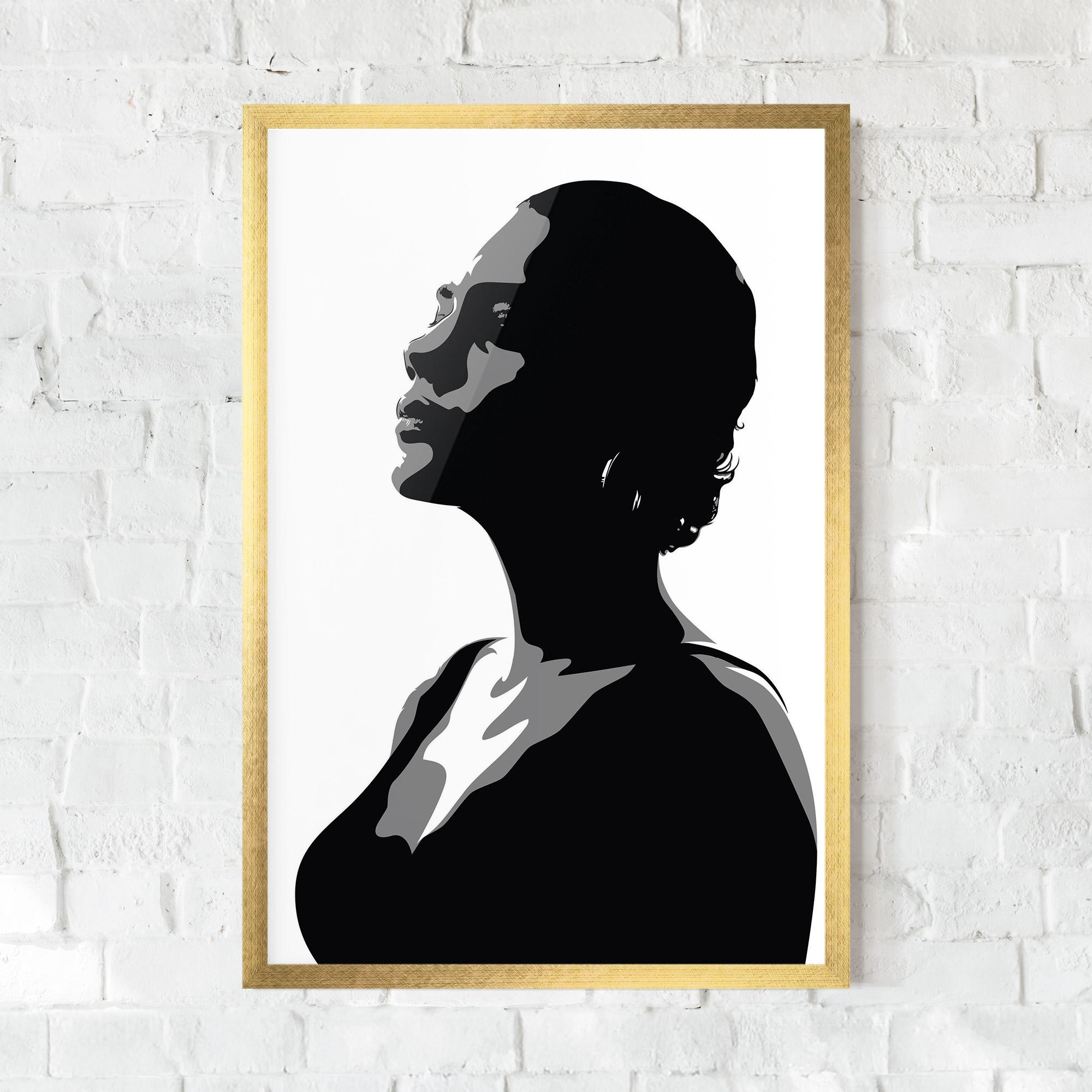 Keretezett Poszter Black Woman Shilouette mockup 0