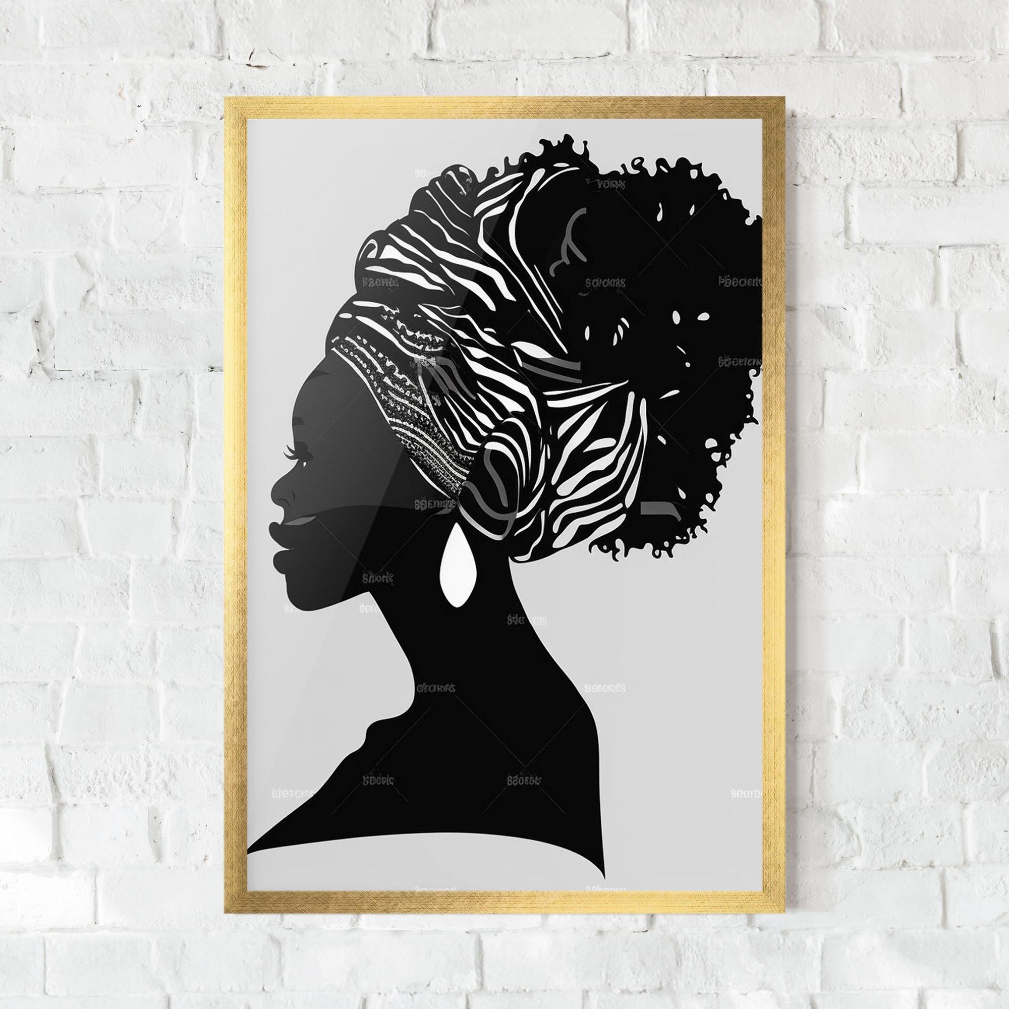 Keretezett Poszter Black Woman Silhouette mockup 0