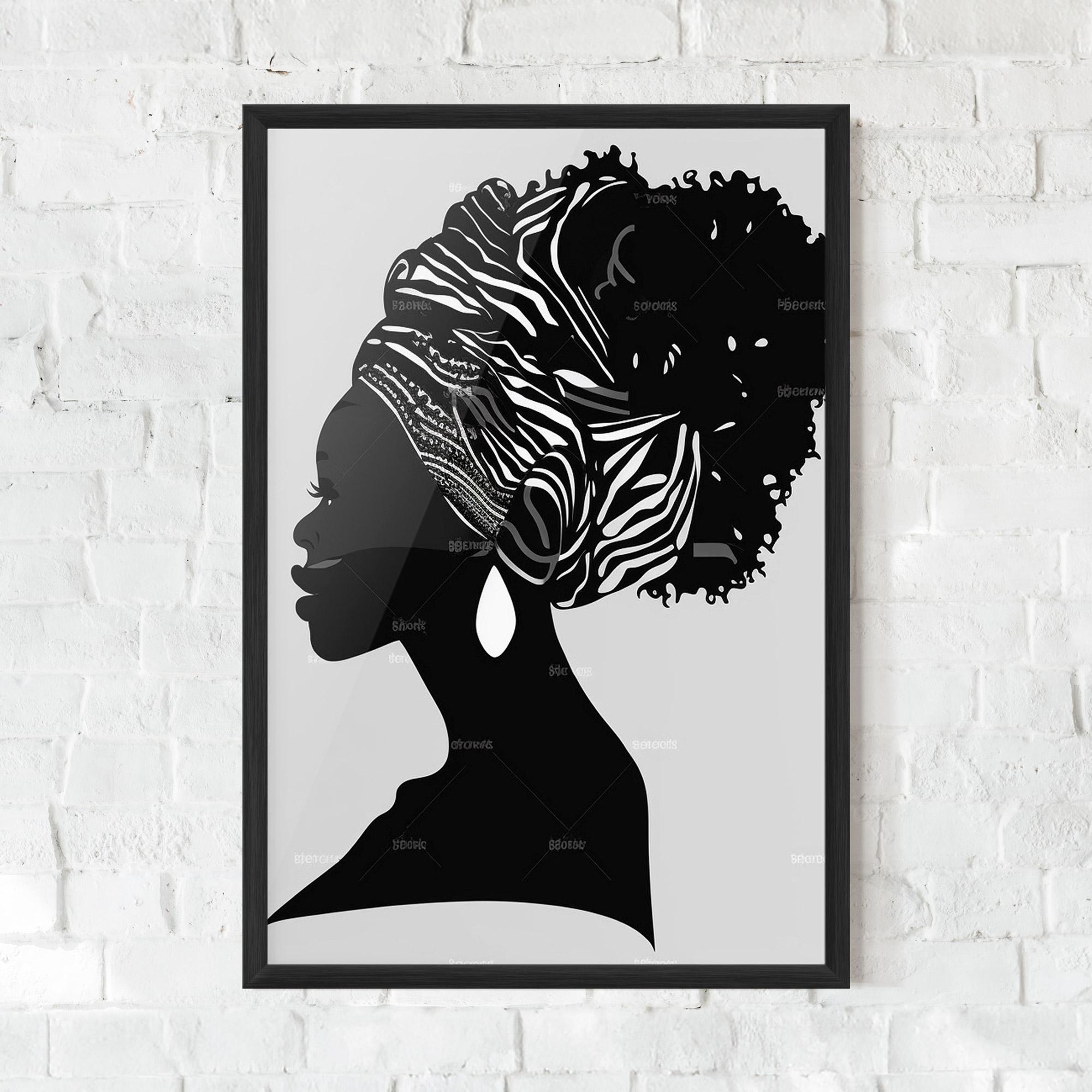 Keretezett Poszter Black Woman Silhouette mockup 0