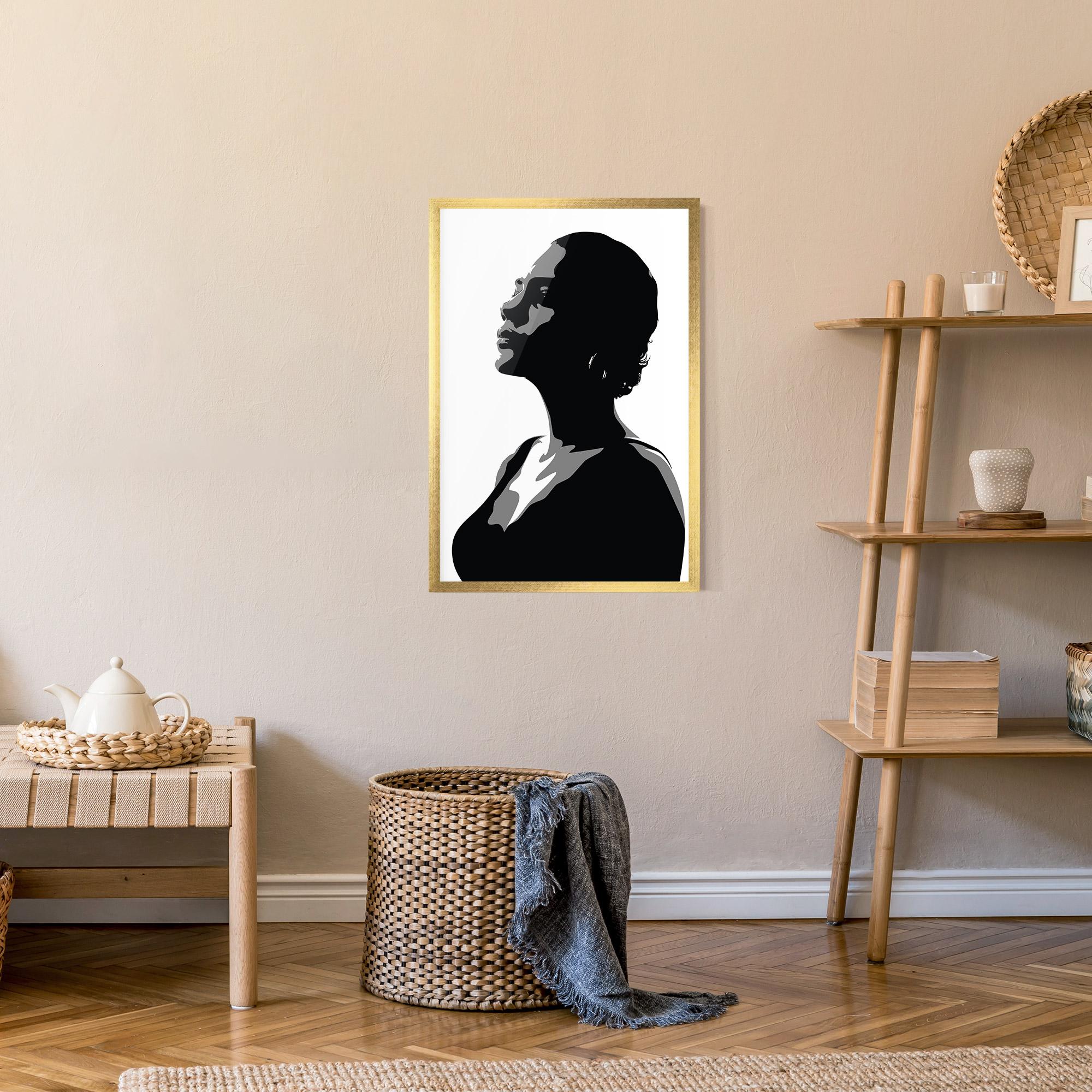 Keretezett Poszter Black Woman Shilouette mockup 9