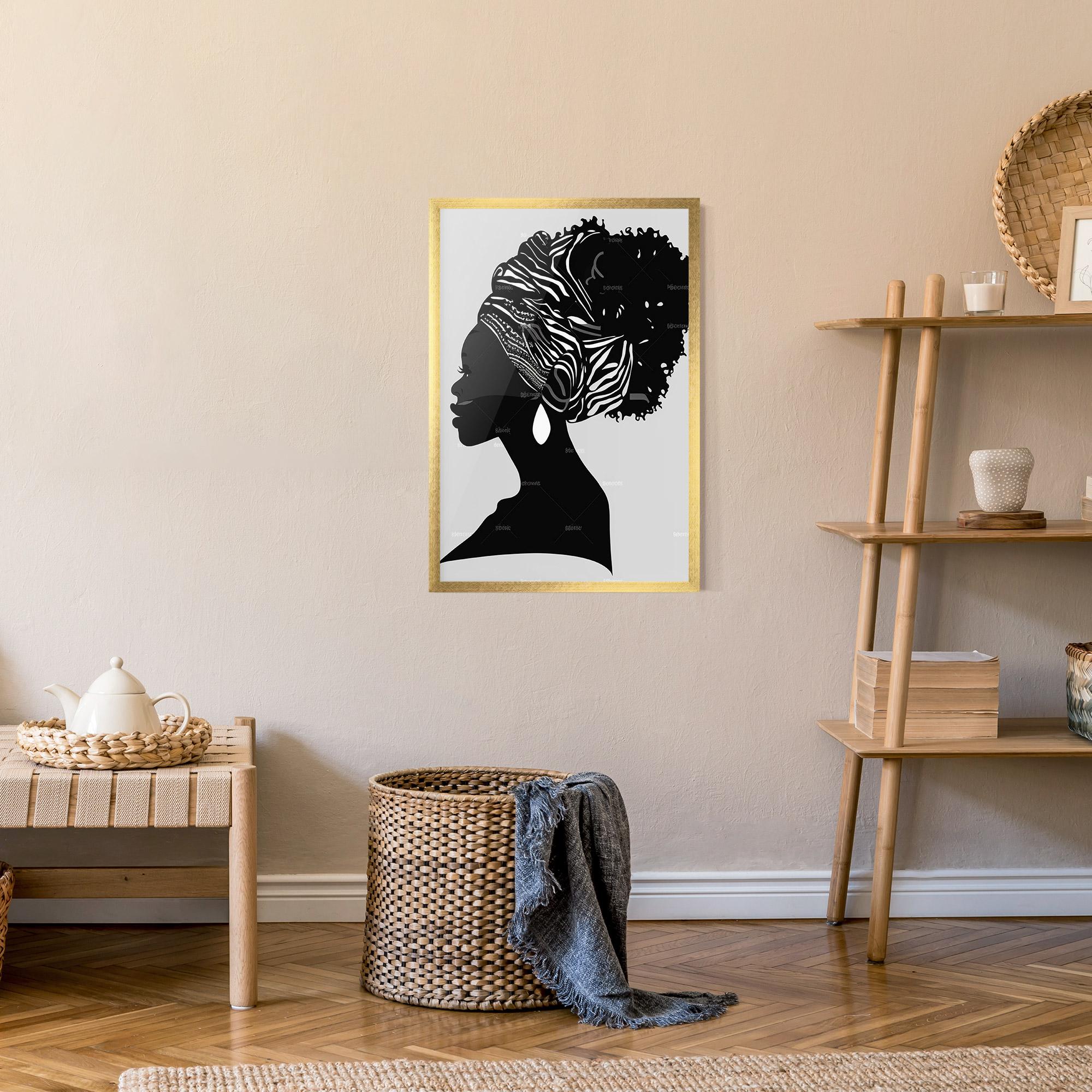 Keretezett Poszter Black Woman Silhouette mockup 9
