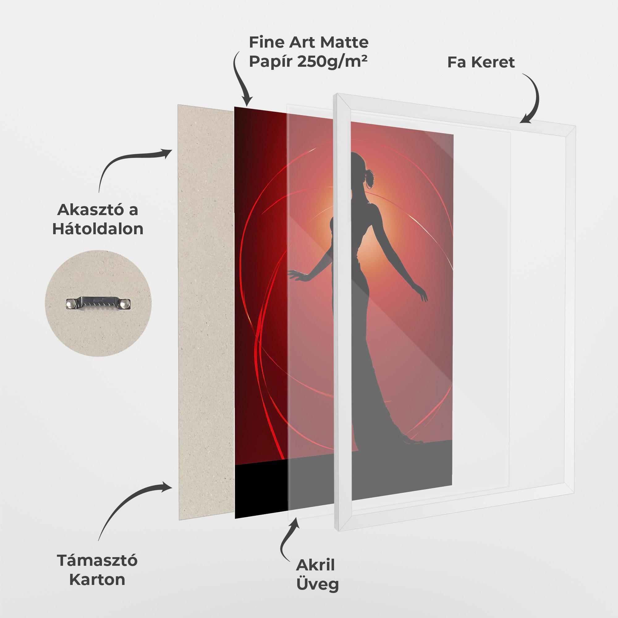 Keretezett Poszter Red Background Girl mockup 1