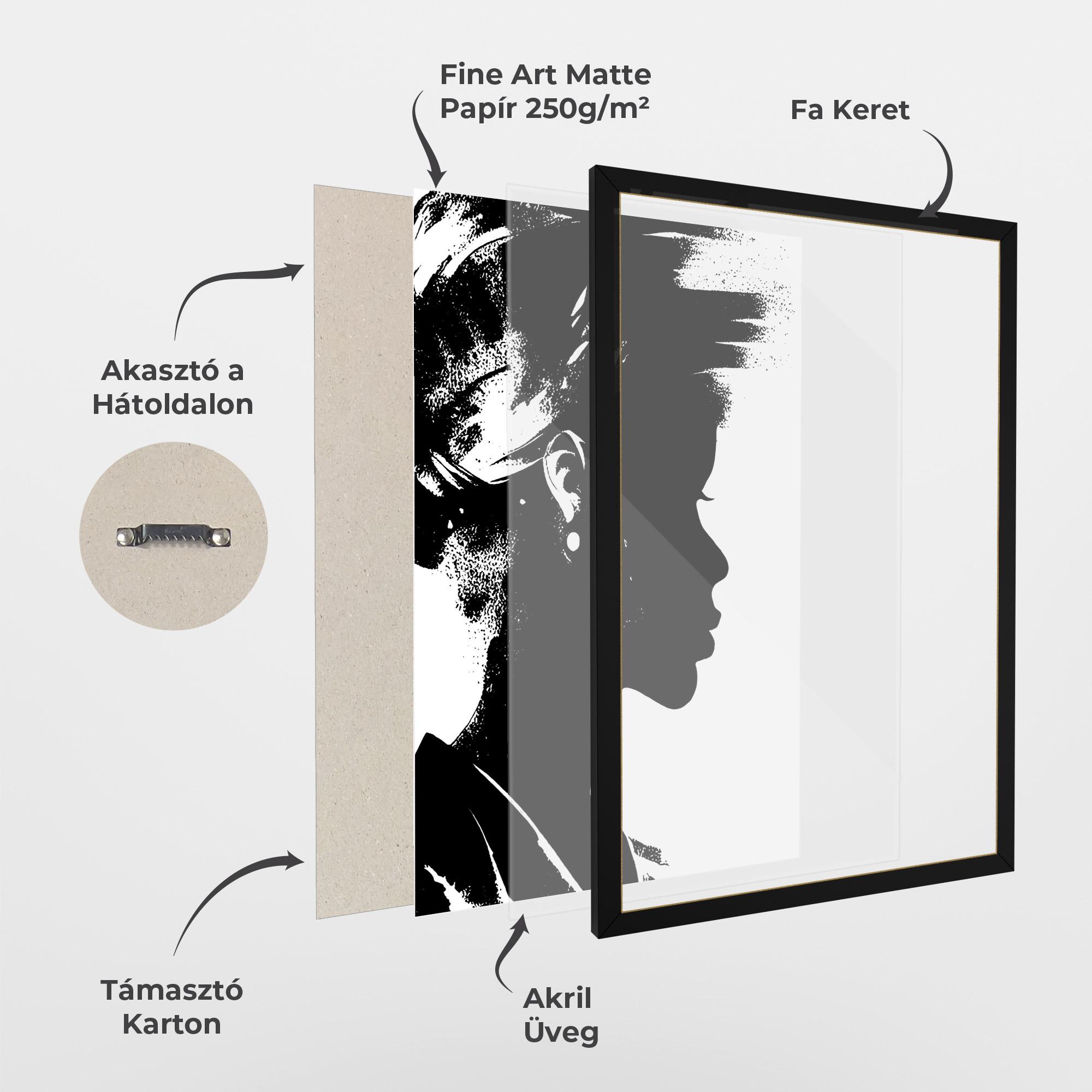 Keretezett Poszter Black Silhouette mockup 1